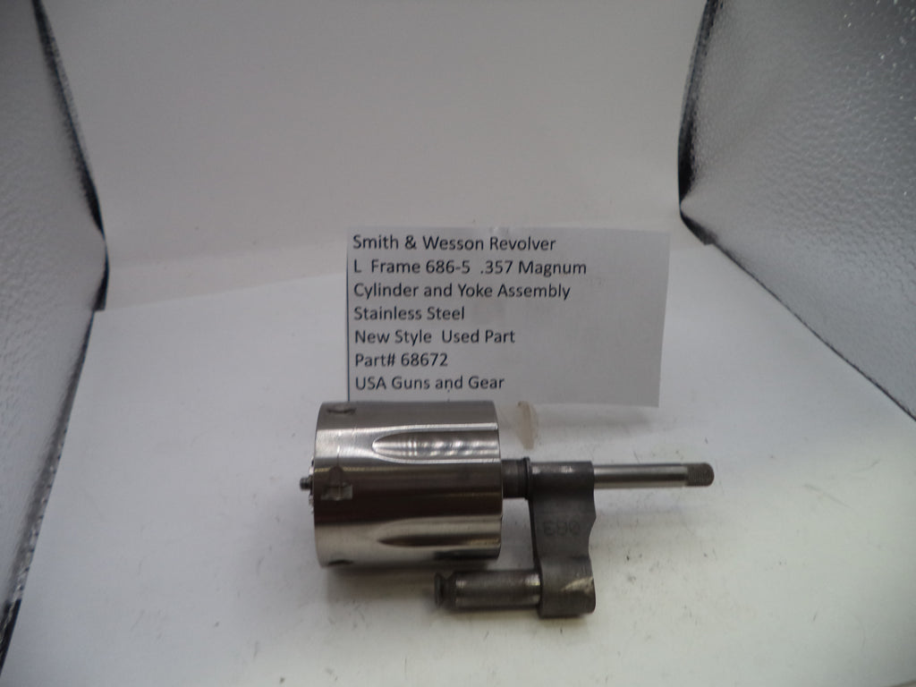 Smith & Wesson L-Frame Model 686-5 .357 Magnum Cylinder & Yoke Assembly - Stainless Steel - Part# 68672