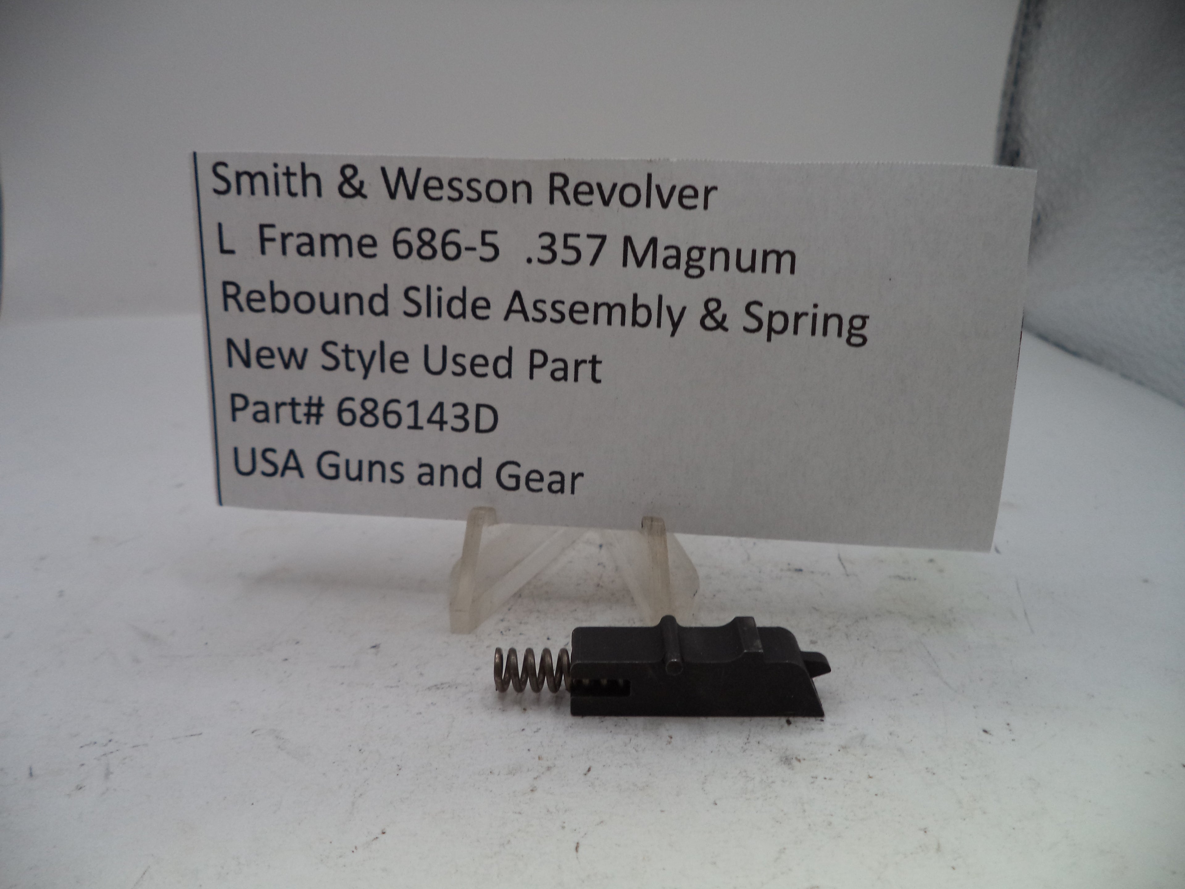 Smith & Wesson L-Frame Model 686-5 Rebound Slide Assembly & Spring Used — 686143D