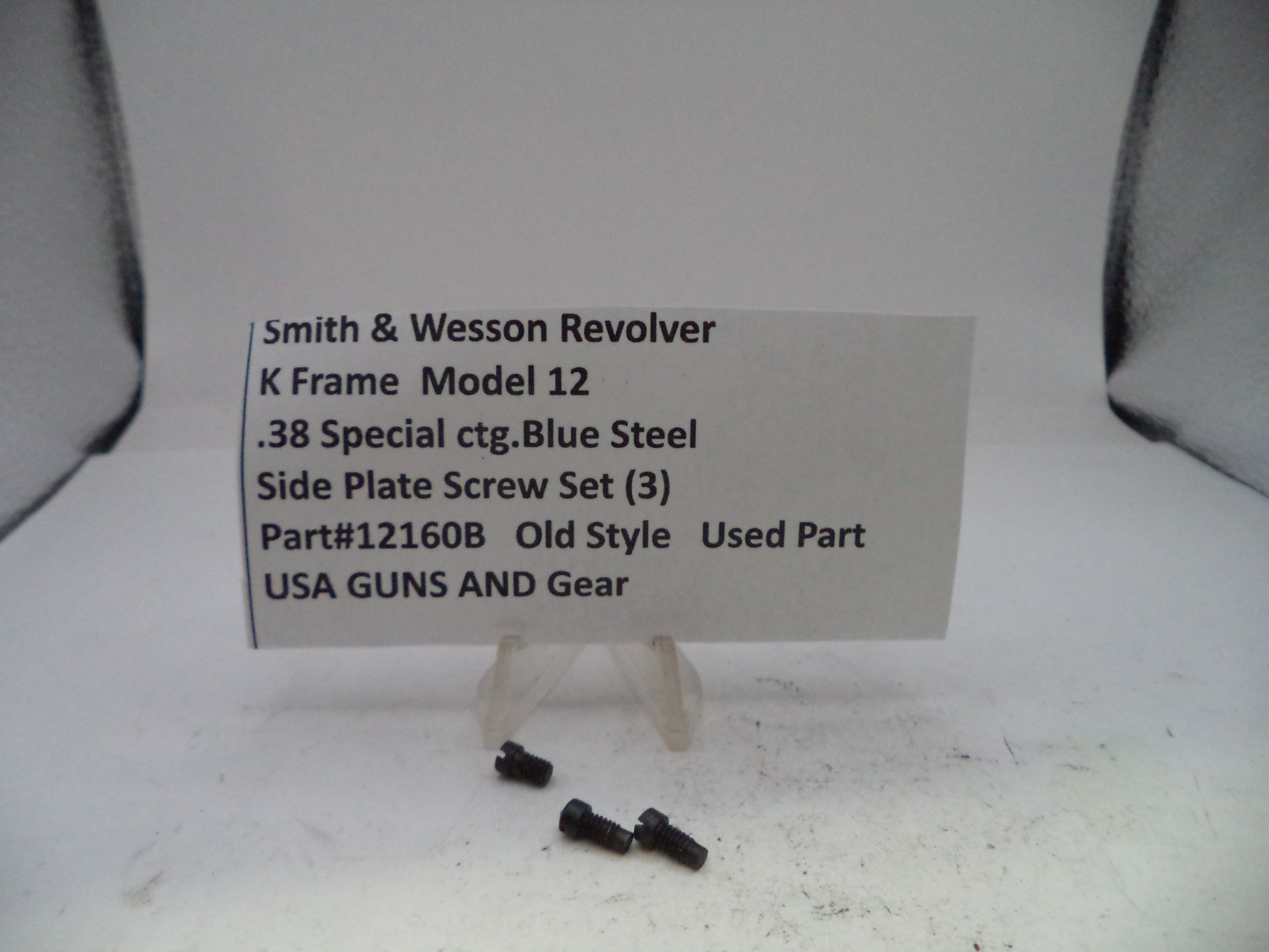 Smith & Wesson K Frame Model 12 Side Plate Screw Set (3-Pack) - .38 Special, Part #12160B