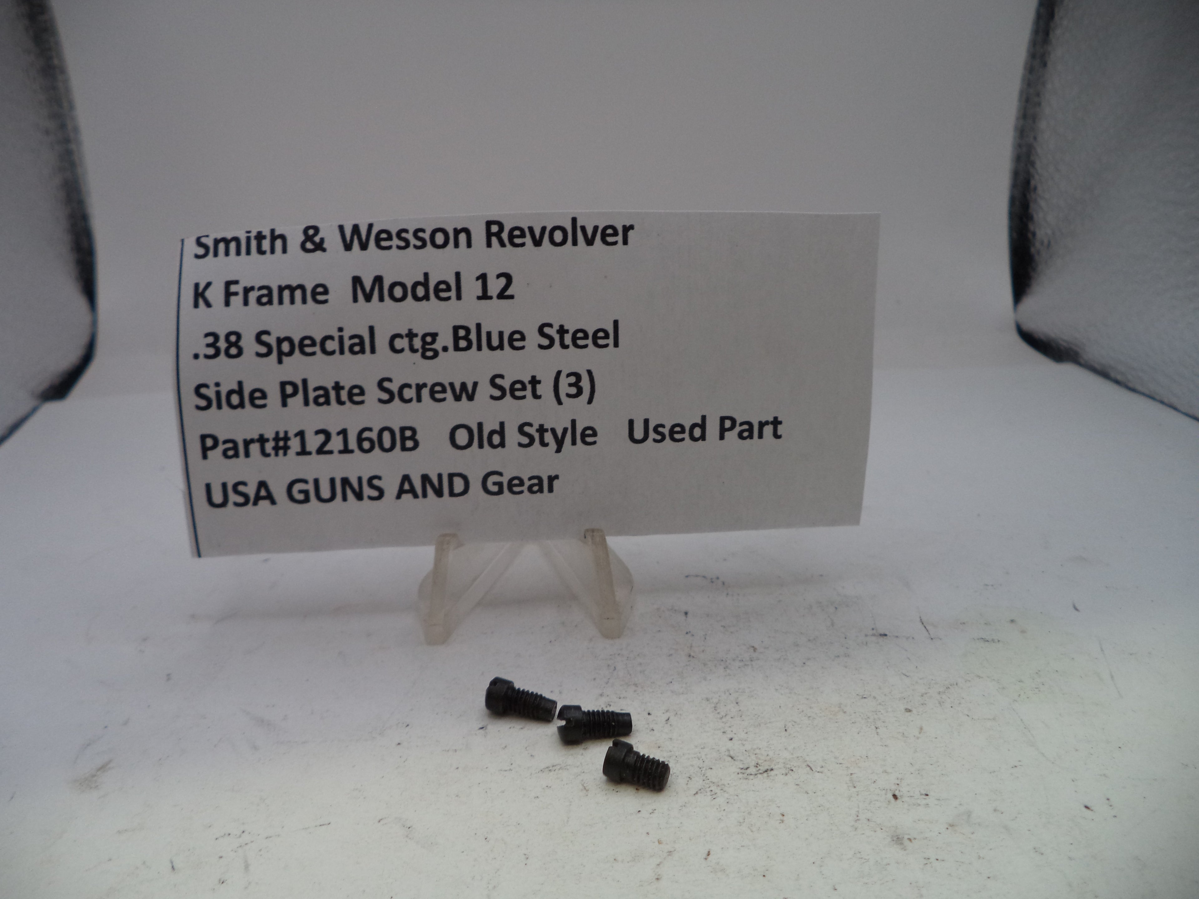 Smith & Wesson K Frame Model 12 Side Plate Screw Set (3-Pack) - .38 Special, Part #12160B