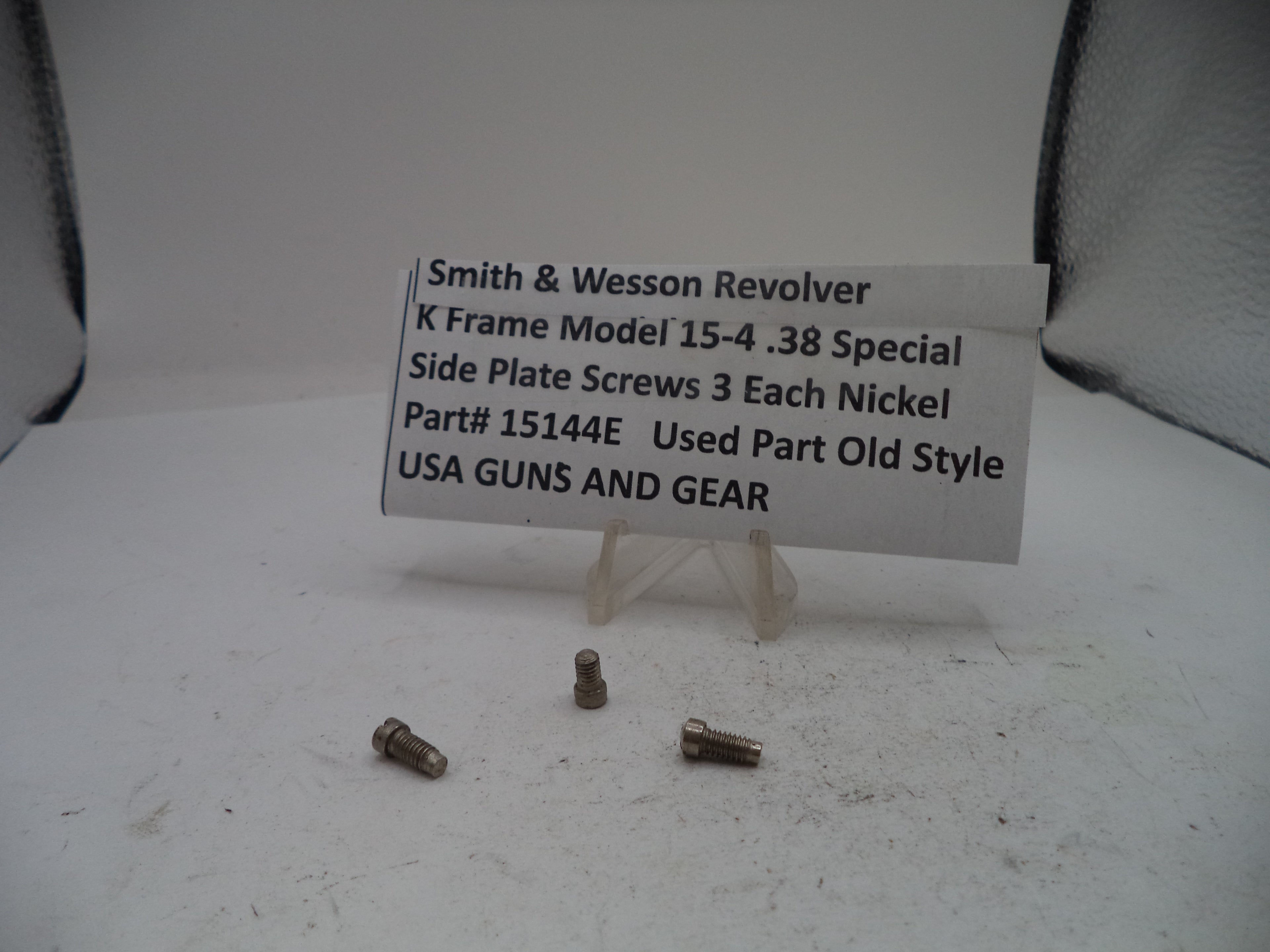 Smith & Wesson K Frame Model 15-4 Side Plate Screws (3) Nickel Used 15144E