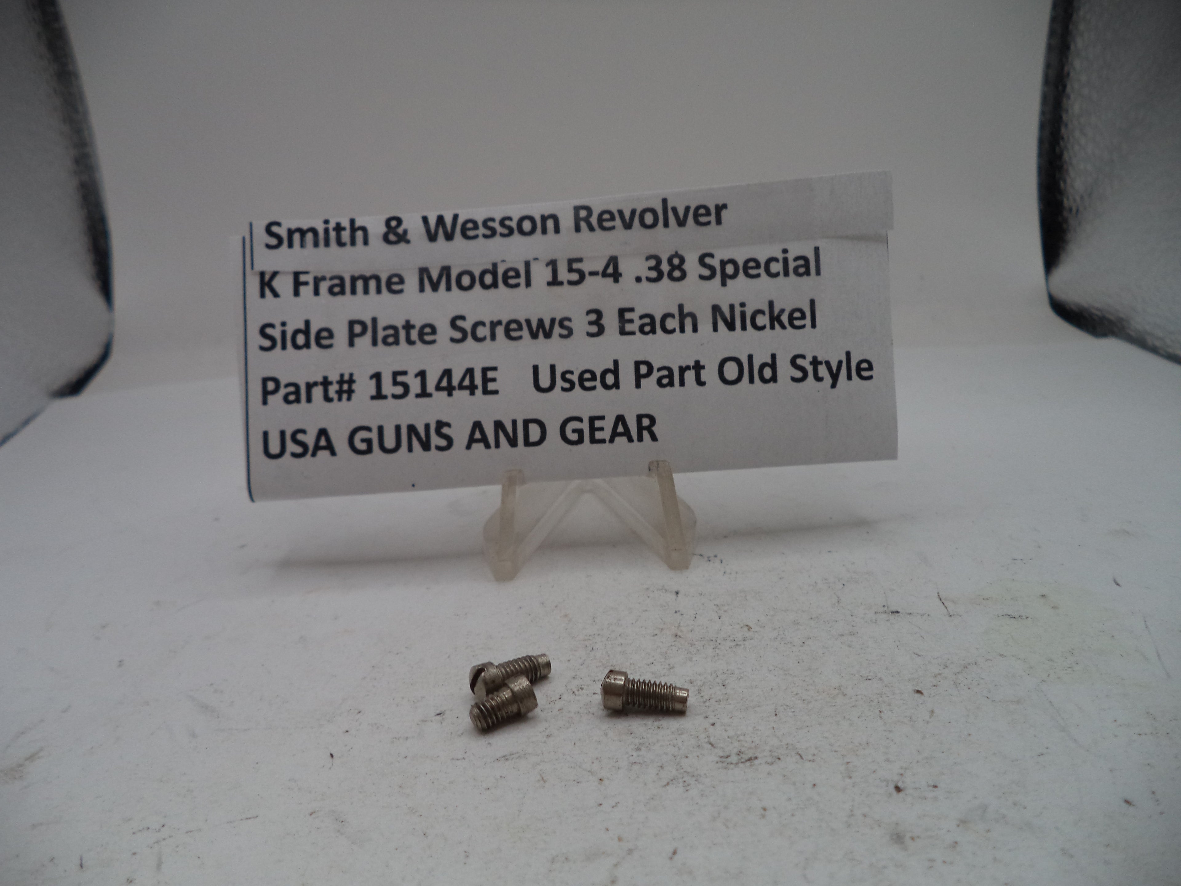 Smith & Wesson K Frame Model 15-4 Side Plate Screws (3) Nickel Used 15144E