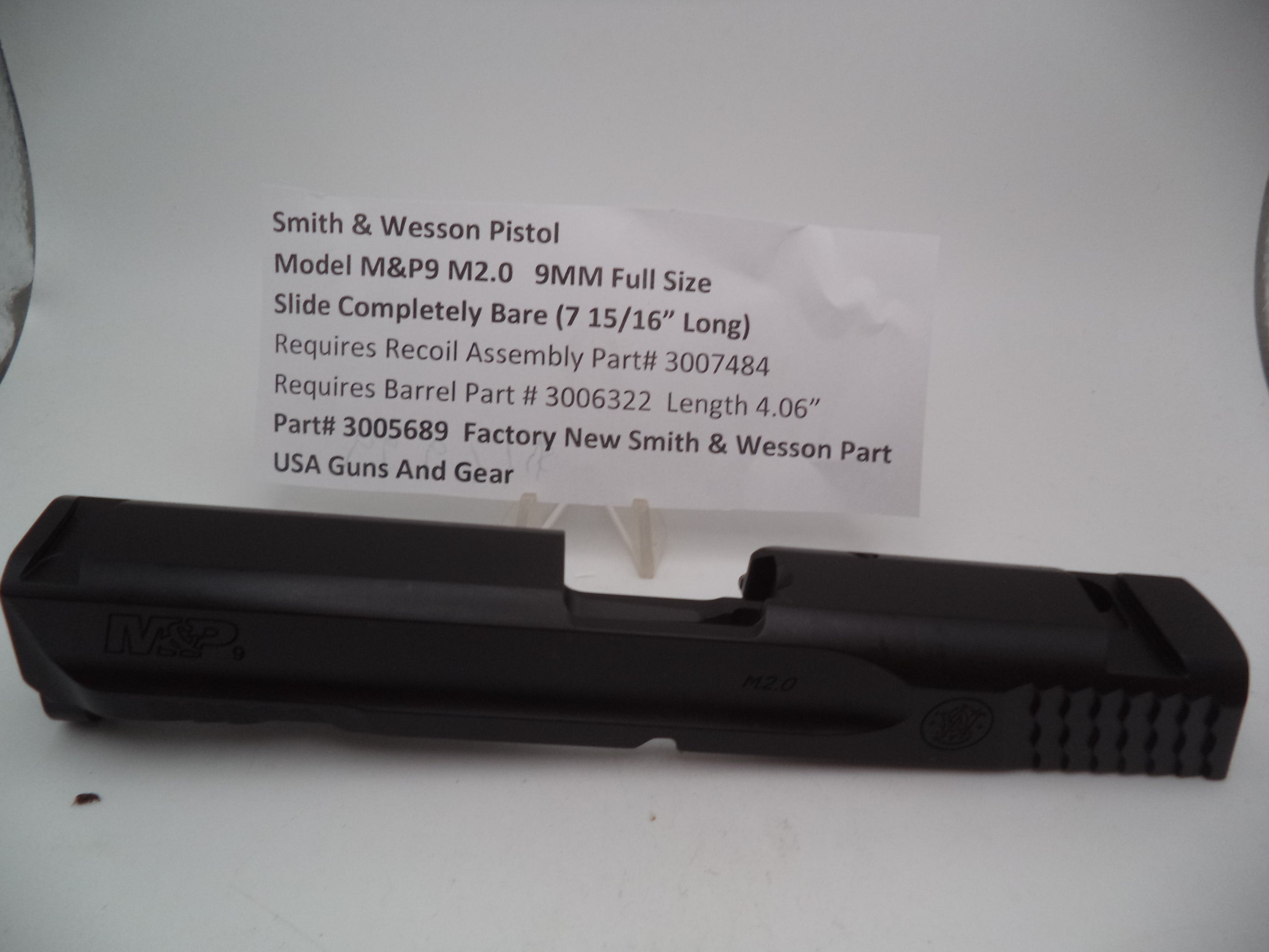 S&W M&P 9 M2.0 Full Size Slide 6.9" Bare - Factory OEM Part 3005689