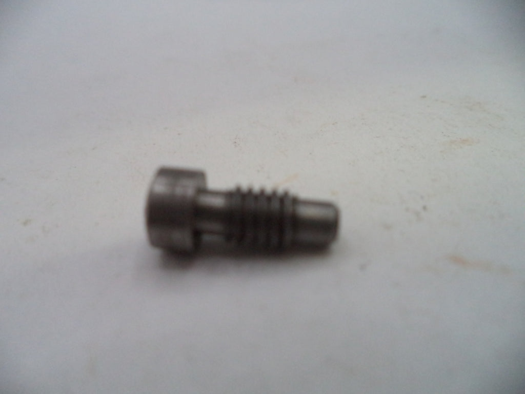 A small metallic threaded screw pin or bolt with a hex head, shown on a plain off-white surface.