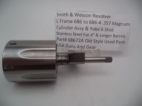 68672A Smith & Wesson L Frame Model 686 to 686-4 Cylinder & Yoke 6 Shot Used