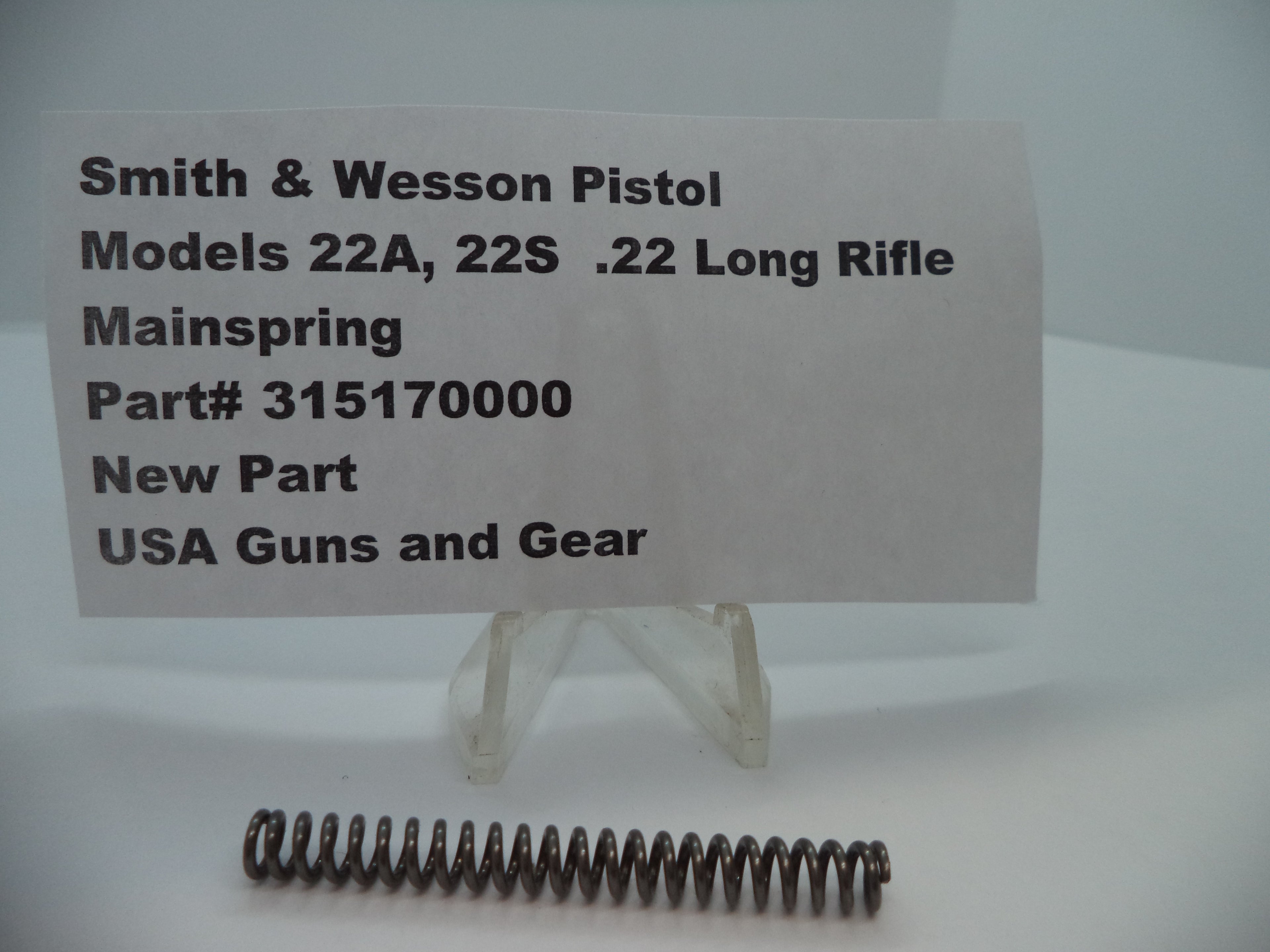 315170000 S&W Pistol Models 22A, 22S Mainspring .22 Long Rifle New Part