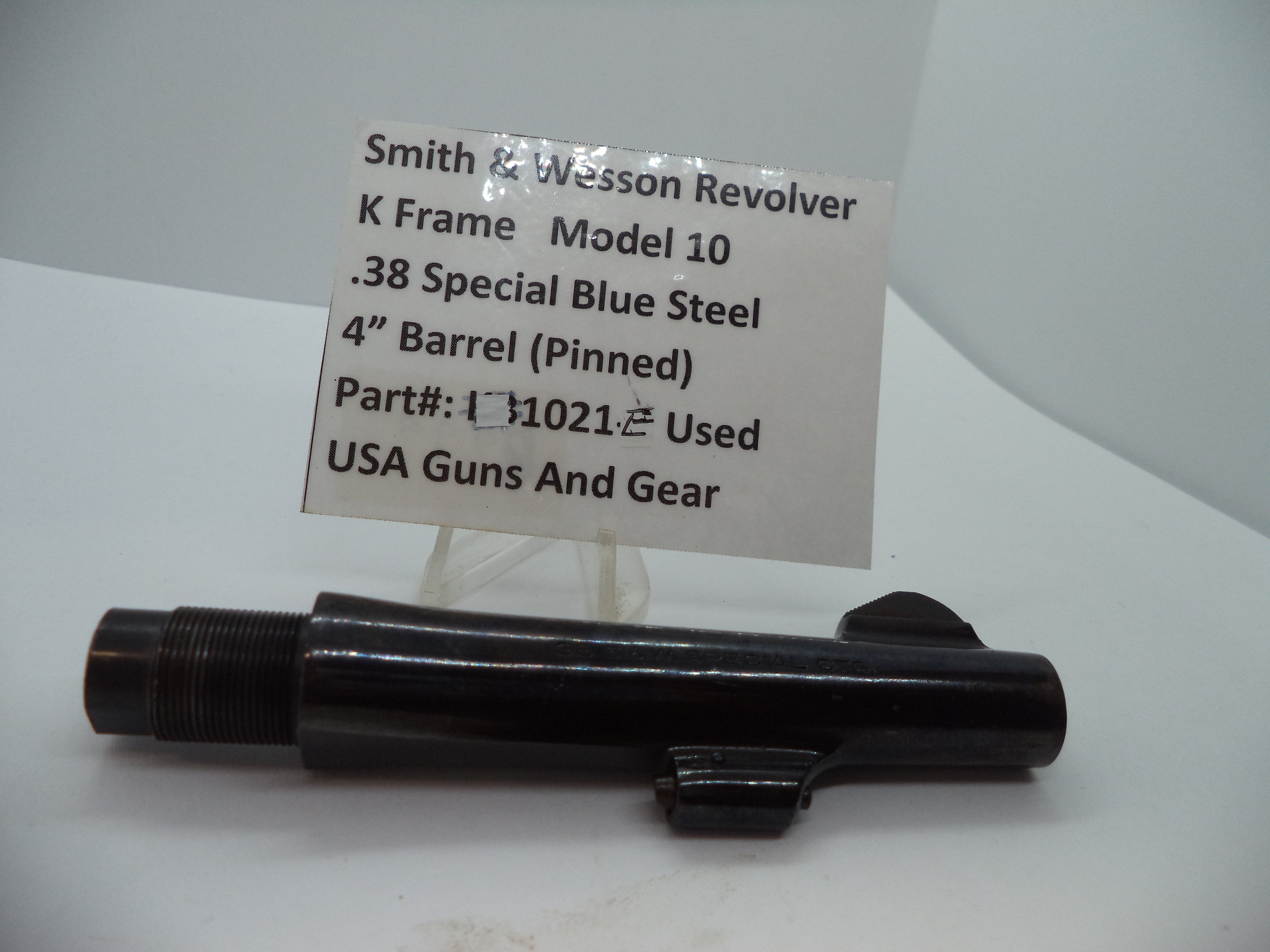 1021E Smith & Wesson K Model 10  4" Pinned Barrel .38 Special Used