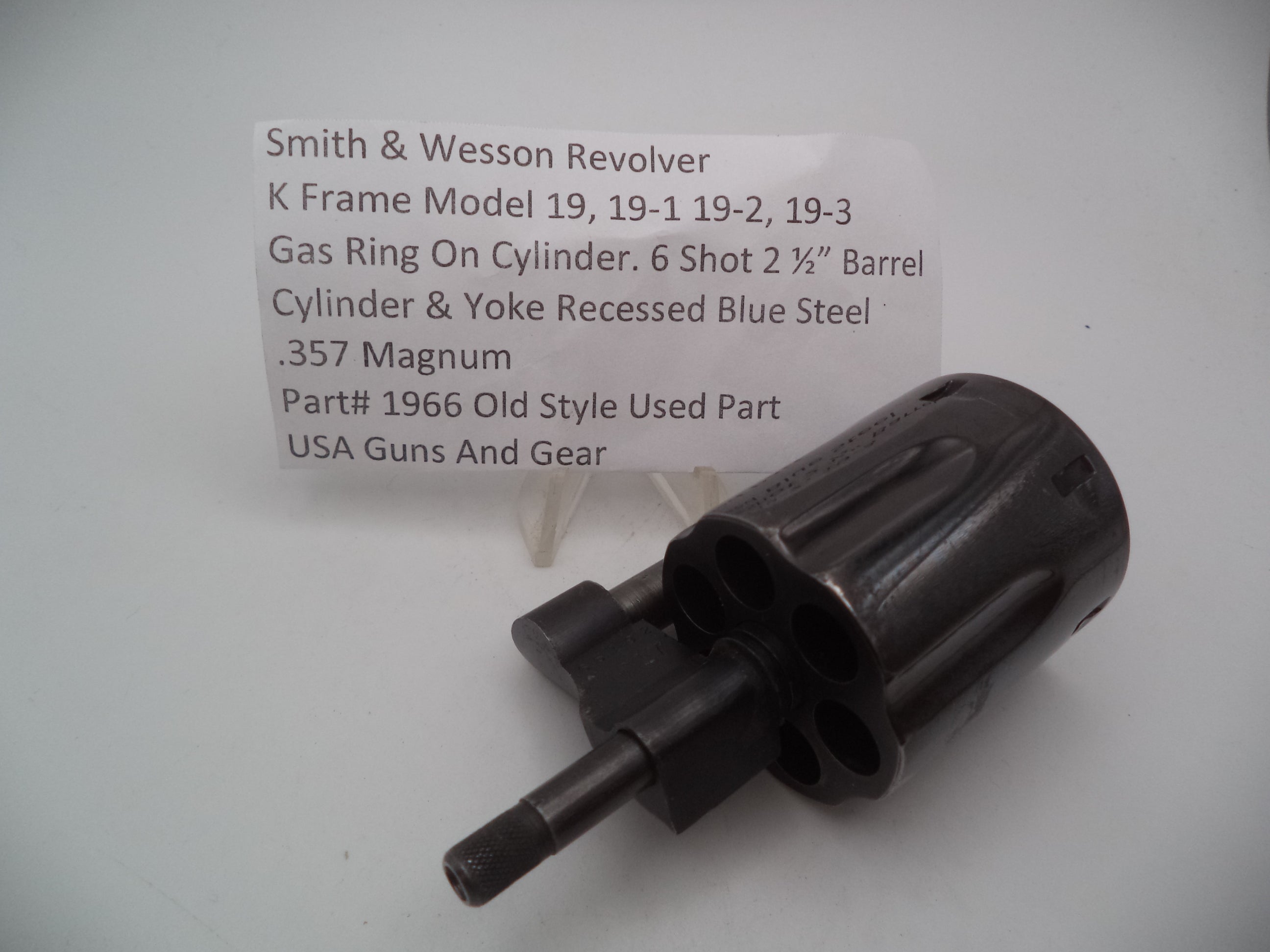 Smith & Wesson K Frame Model 19 Series Recessed Cylinder & Yoke Assembly - Blue Steel .357 Magnum - Models 19/19-1/19-2/19-3 - Used OEM Part 1966