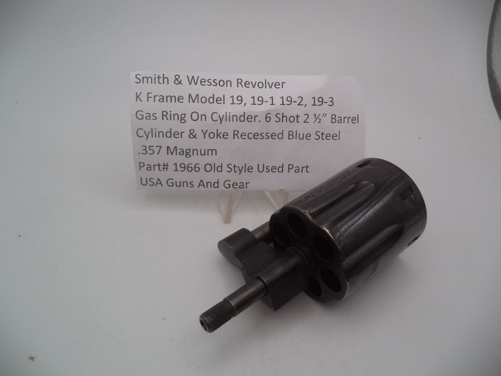 Smith & Wesson K Frame Model 19 Series Recessed Cylinder & Yoke Assembly - Blue Steel .357 Magnum - Models 19/19-1/19-2/19-3 - Used OEM Part 1966