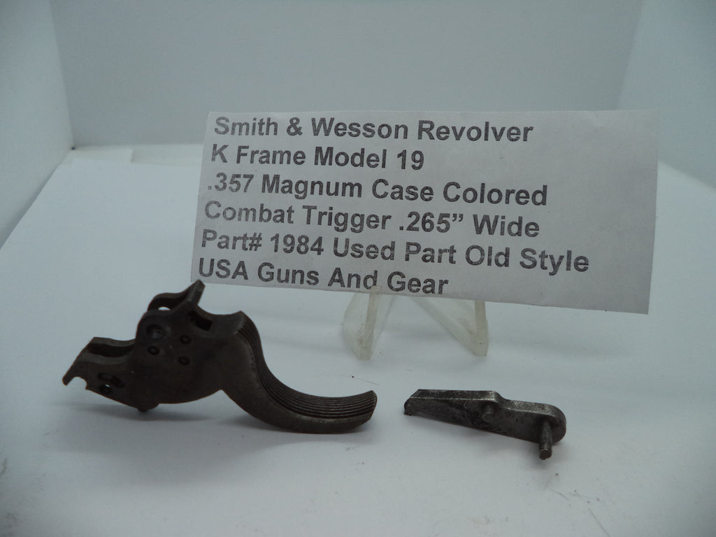 1984 S&W K Model 19 Case Colored Combat Trigger .265" Wide 357 Magnum