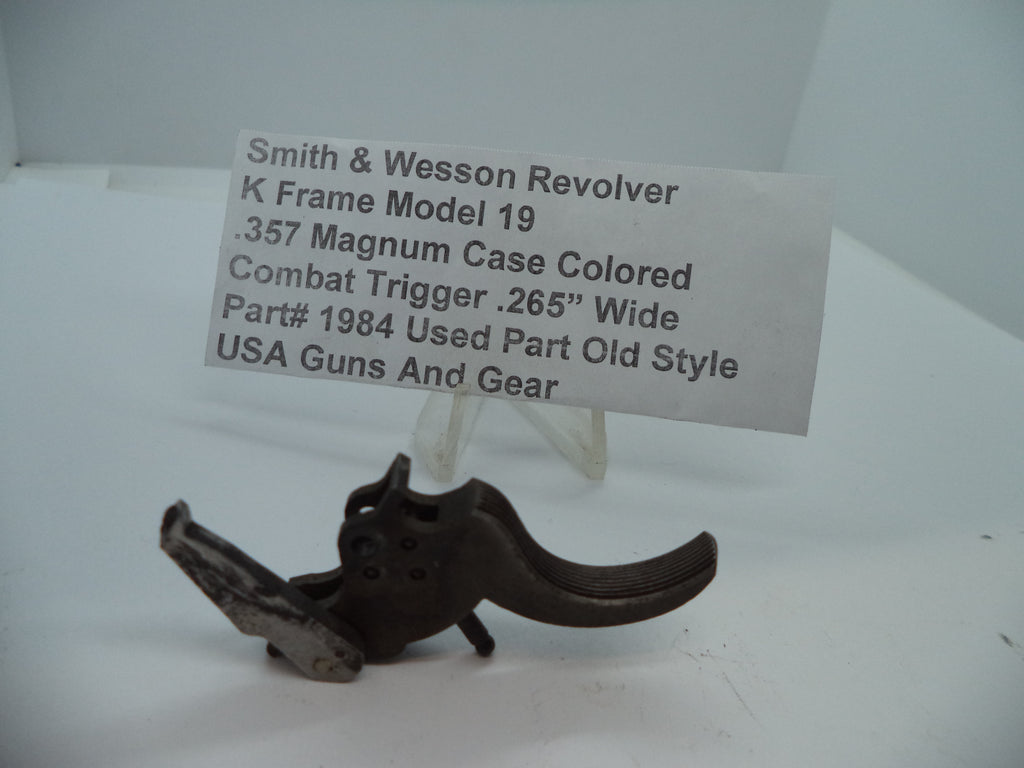 1984 S&W K Model 19 Case Colored Combat Trigger .265" Wide 357 Magnum