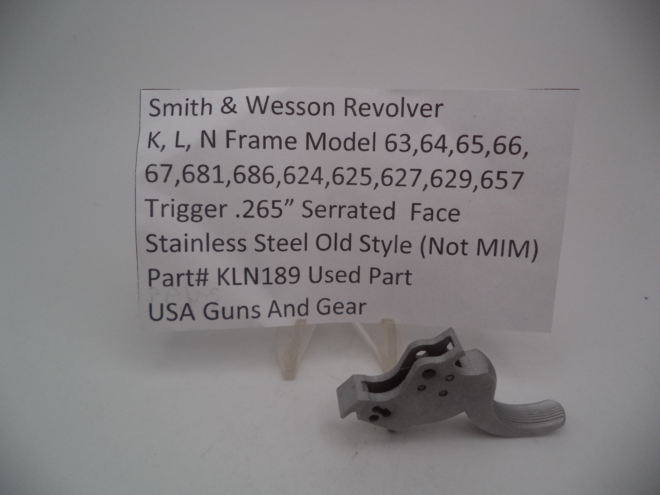 KLN189 S&W K,L,N Frame Model 63-67,681,686,624,627,629,657 Trigger .265"