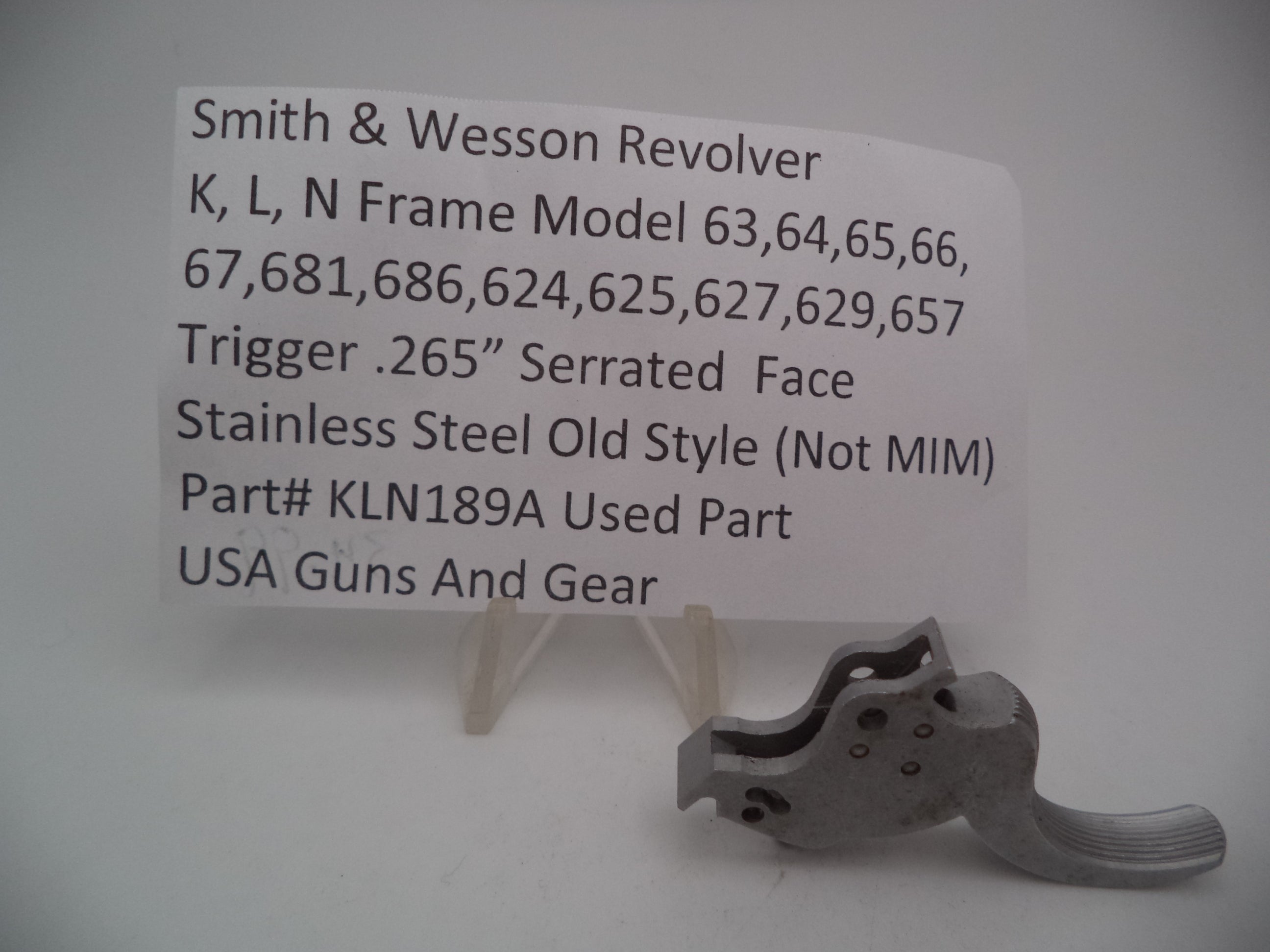 KLN189A S&W K,L,N Frame Model 63-67,681,686,624,627,629,657 Trigger .265"