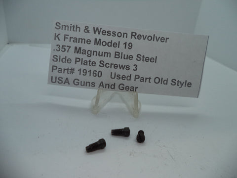 19160 S&W Revolver K Model 19 Side Plate Screws (3) Blue Steel .357 Magnum