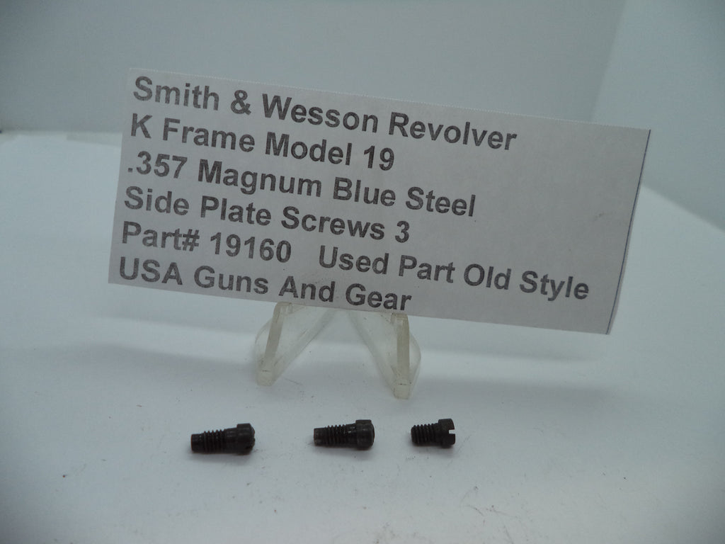 Smith & Wesson K Frame Model 19 Side Plate Screws (3) Blue Steel .357 Magnum Used Part 19160