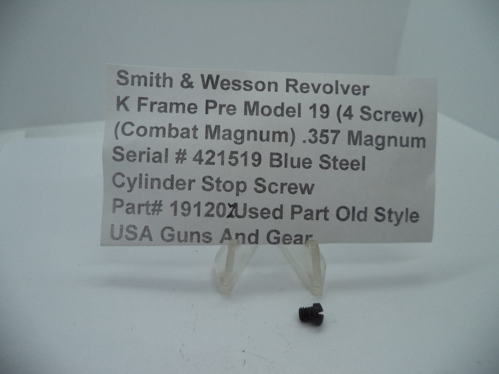 19120Z S&W K Pre-Model 19 (4 Screw) Combat Magnum Cylinder Stop Screw Blue