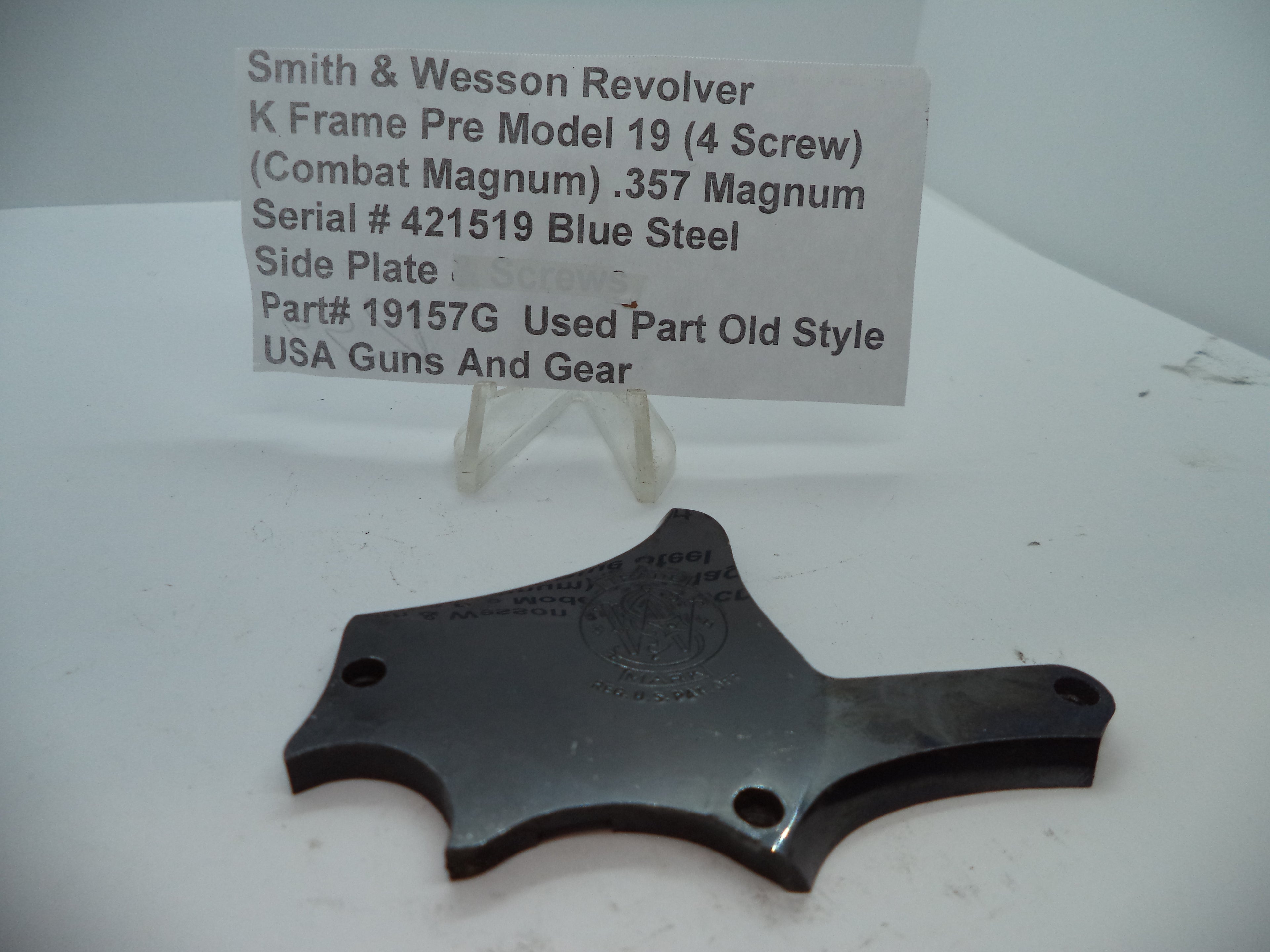 S&W K Pre Model 19  Side Plate (4 Screw) Combat Magnum .357 Magnum 19157G