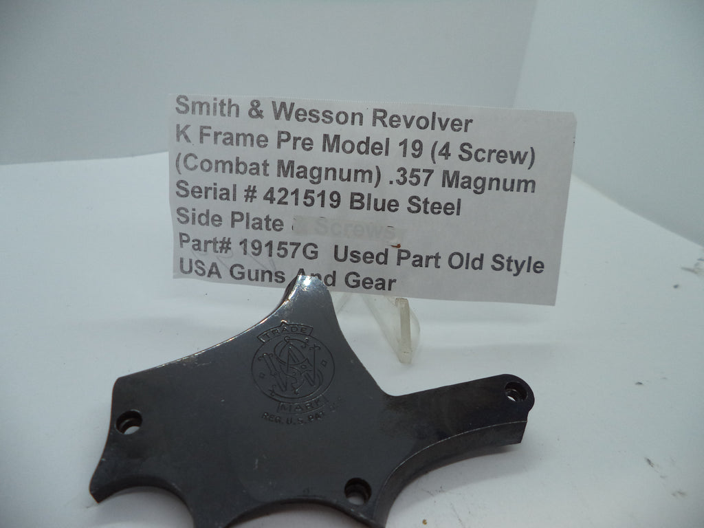 S&W K Pre Model 19  Side Plate (4 Screw) Combat Magnum .357 Magnum 19157G