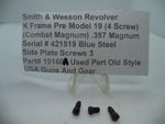 19160A S&W K Pre Model 19 Side Plate Screws (3) Combat Magnum .357 Magnum