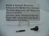 1981 S&W K Pre-Model 19 (4 Screw) Combat Magnum Cylinder Stop, Plunger & Spring