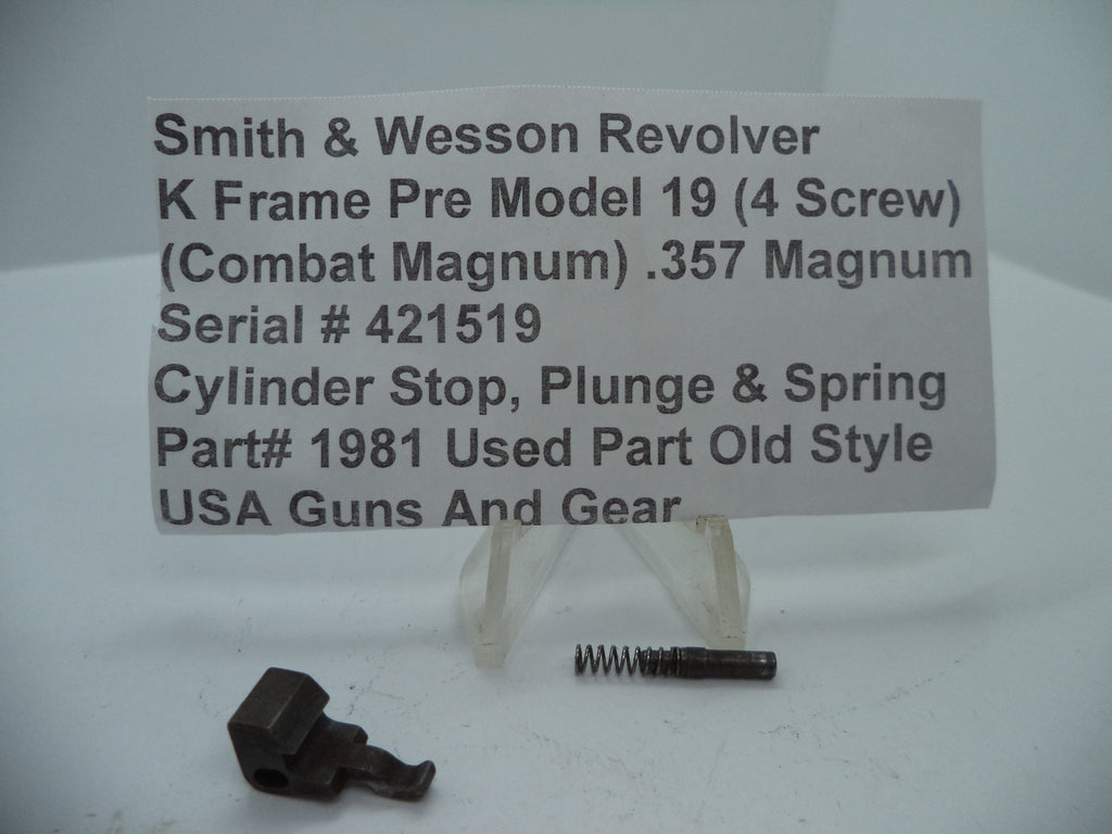 S&W K Pre-Model 19 Combat Magnum Cylinder Stop Kit - 1981