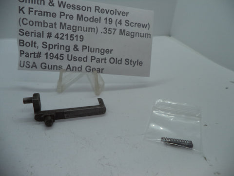 1945 S&W K Pre Model 19 (4 Screw) Combat Magnum Bolt, Spring & Plunger