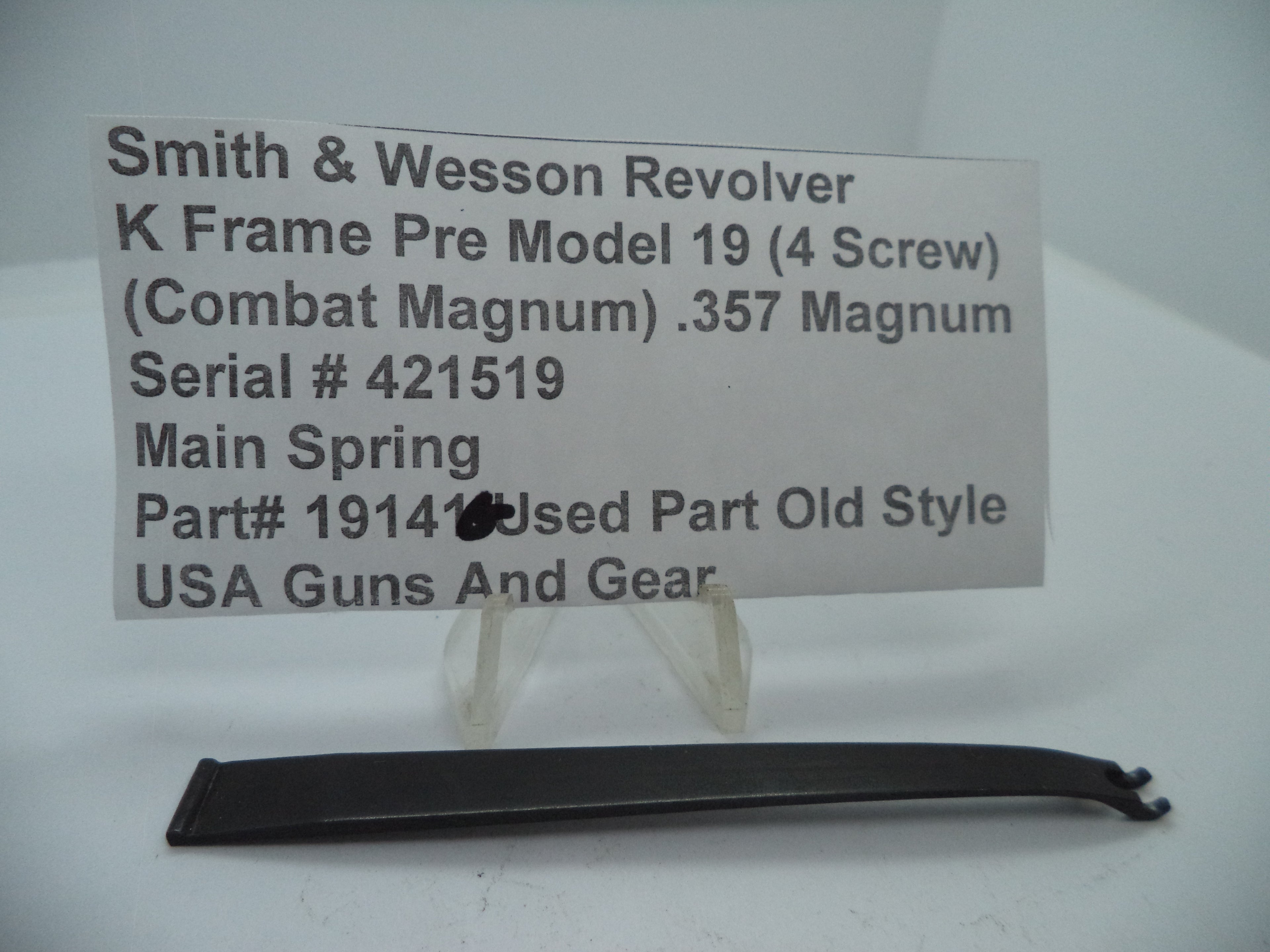 19141G S&W K Pre Model 19 (4 Screw) Combat Magnum Main Spring .357 Magnum