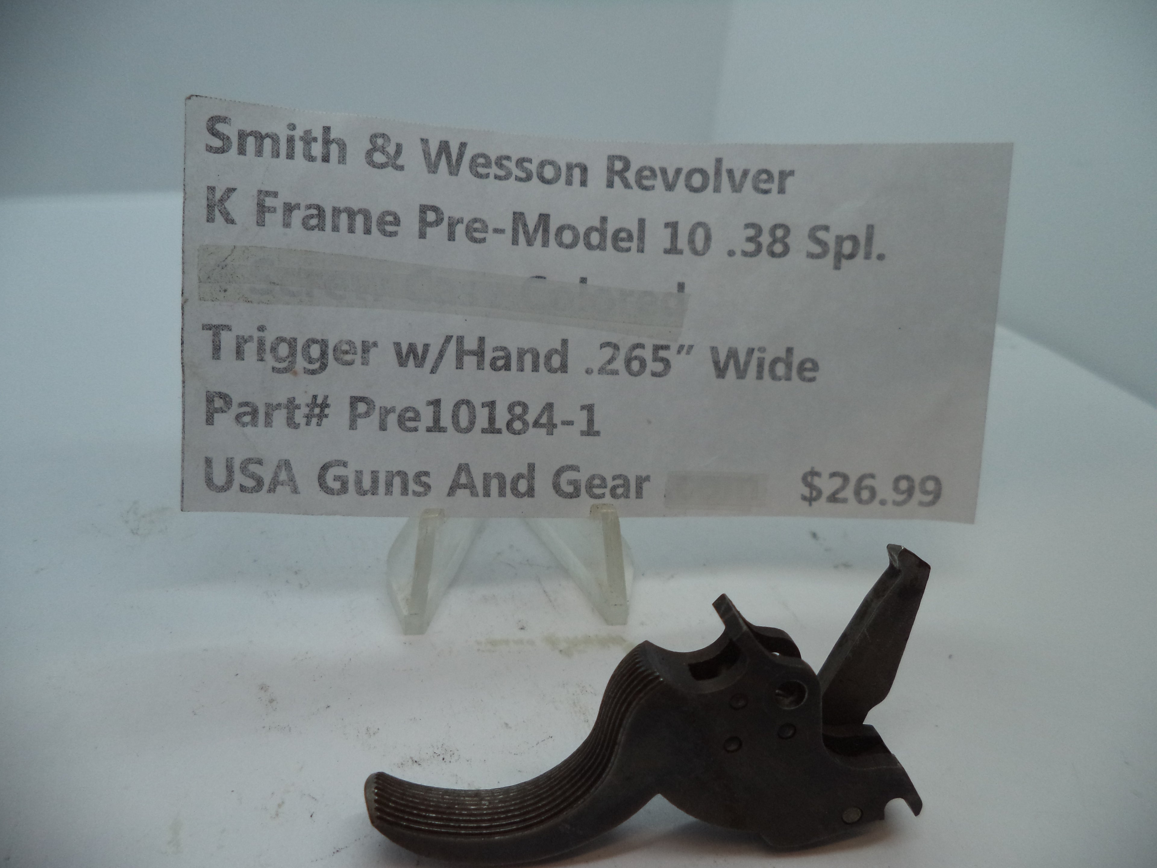 Pre10184-1 S&W K Pre-Model 10 Trigger w/Hand .265" Wide .38 Special