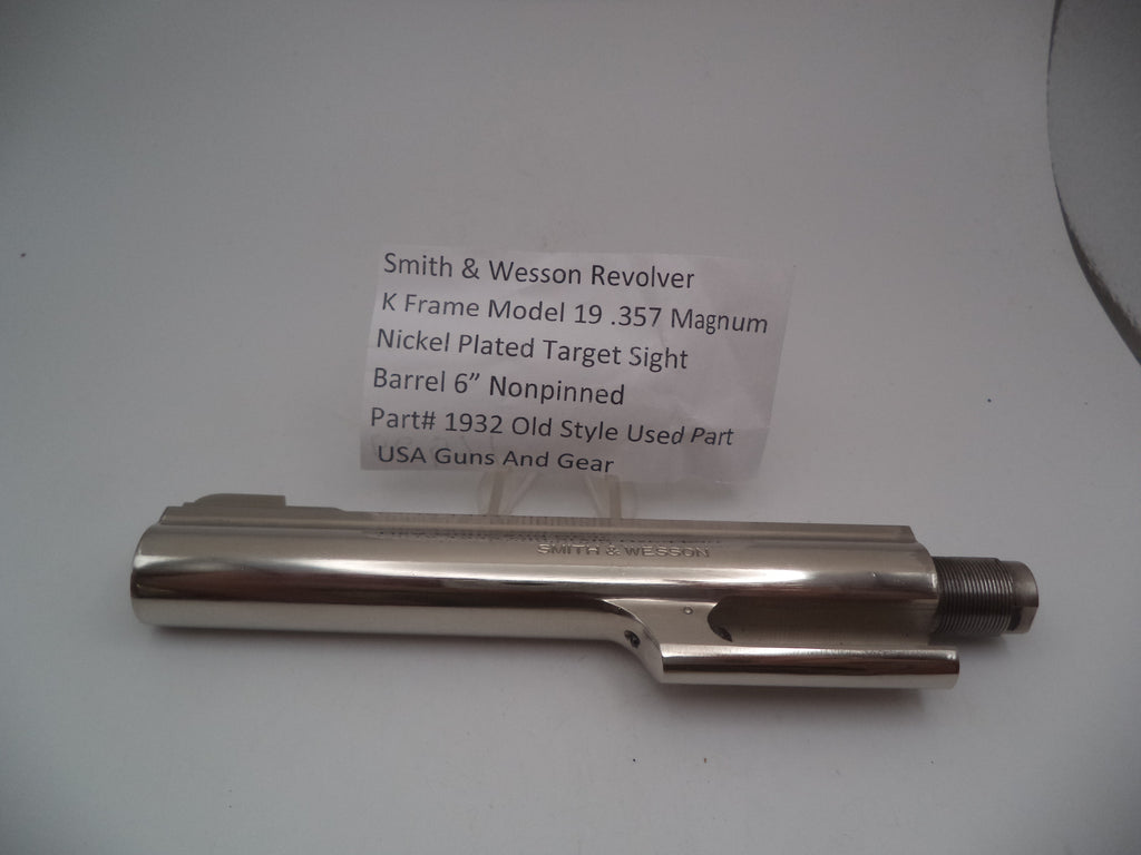 1932 S&W K Frame Model 19 Nickel Target Sight  6" Barrel  Used 357 Mag