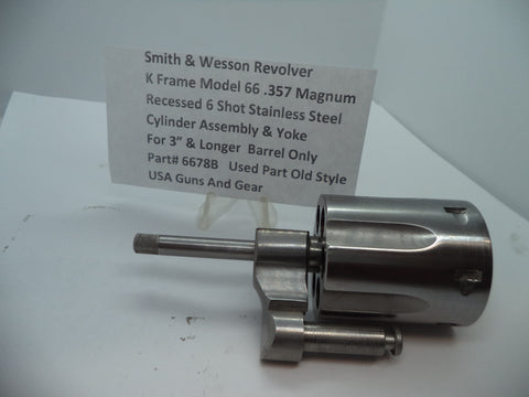 6678B S&W K Model 66 Cylinder & Yoke Stainless 6 Shot Recessed .357 Magnum