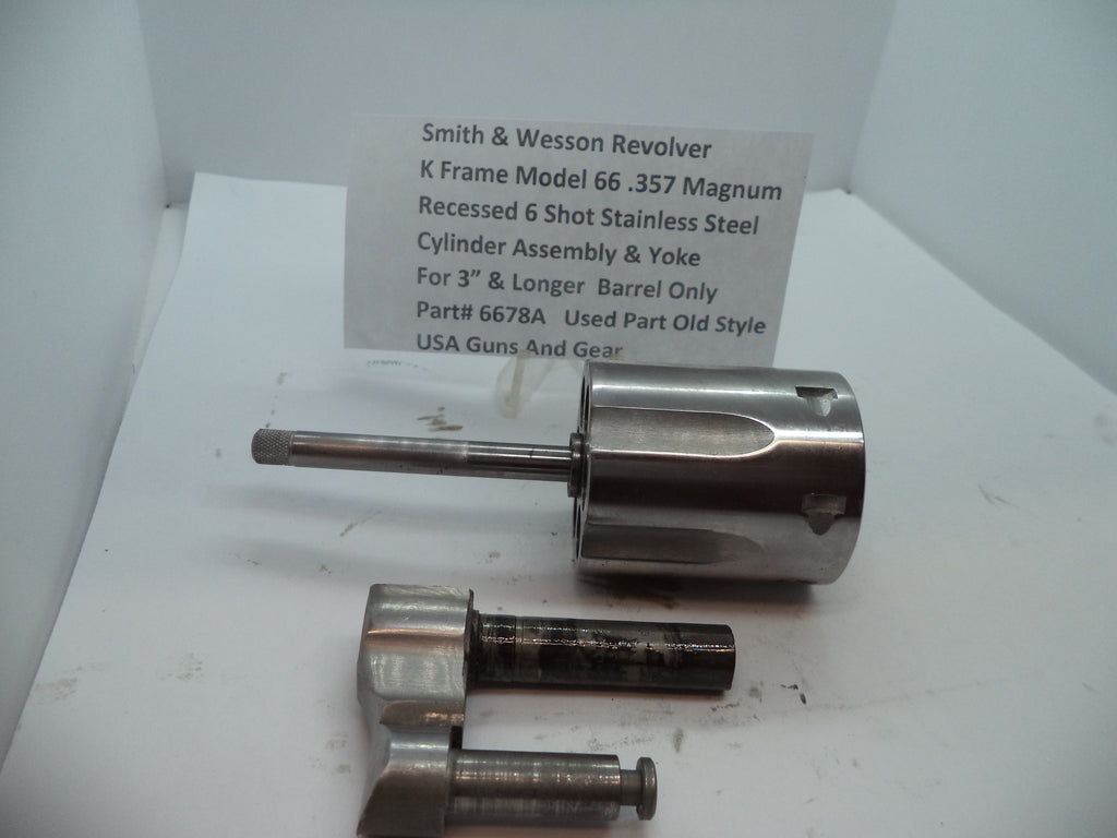 Smith & Wesson K Frame Model 66 Cylinder & Yoke Assembly - Recessed Stainless Steel .357 Magnum - Used OEM Part 6678A