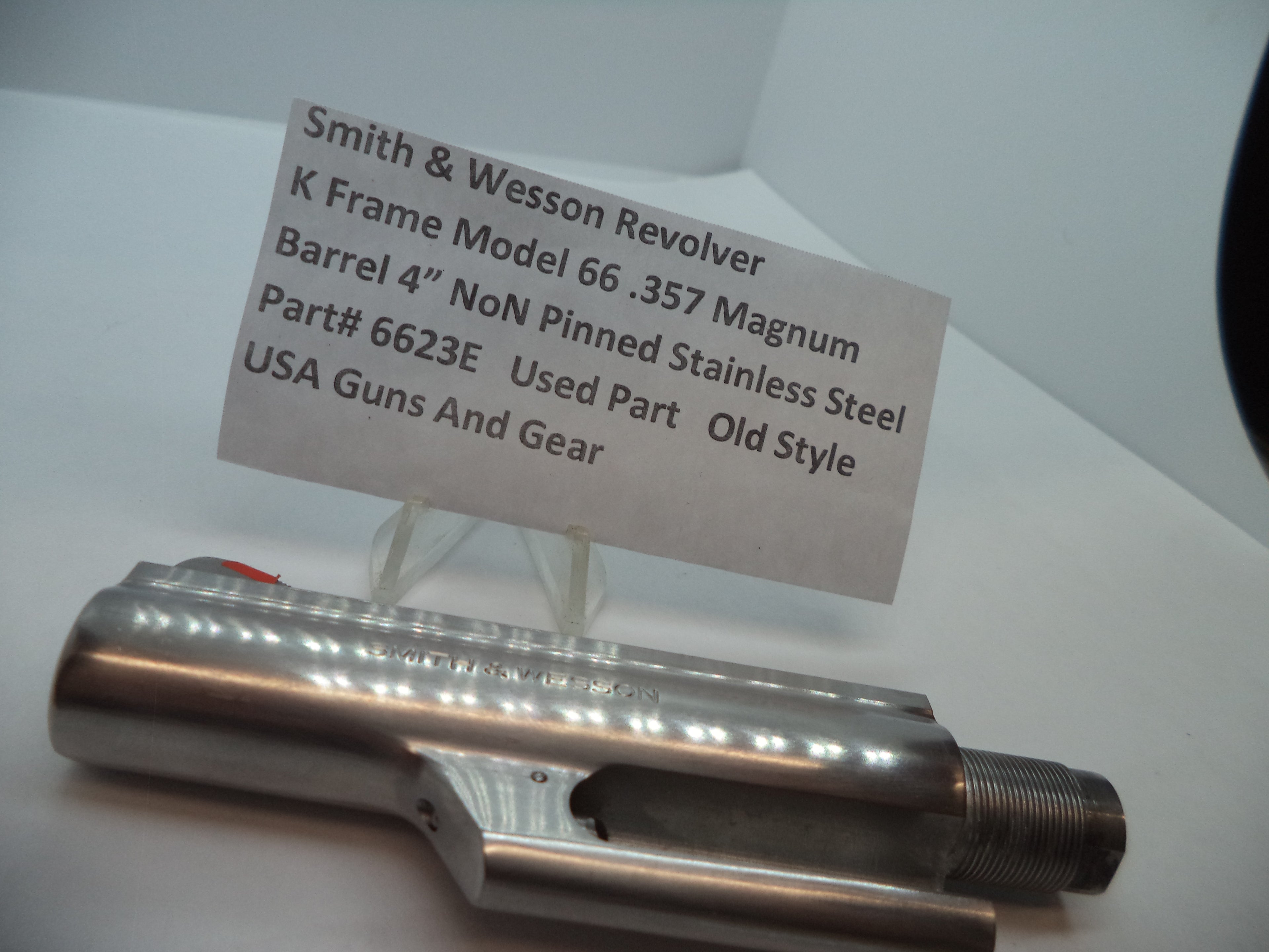 Smith & Wesson Model 66 4" Non-Pinned Barrel – .357 Magnum Stainless Used (Part# 6623E)