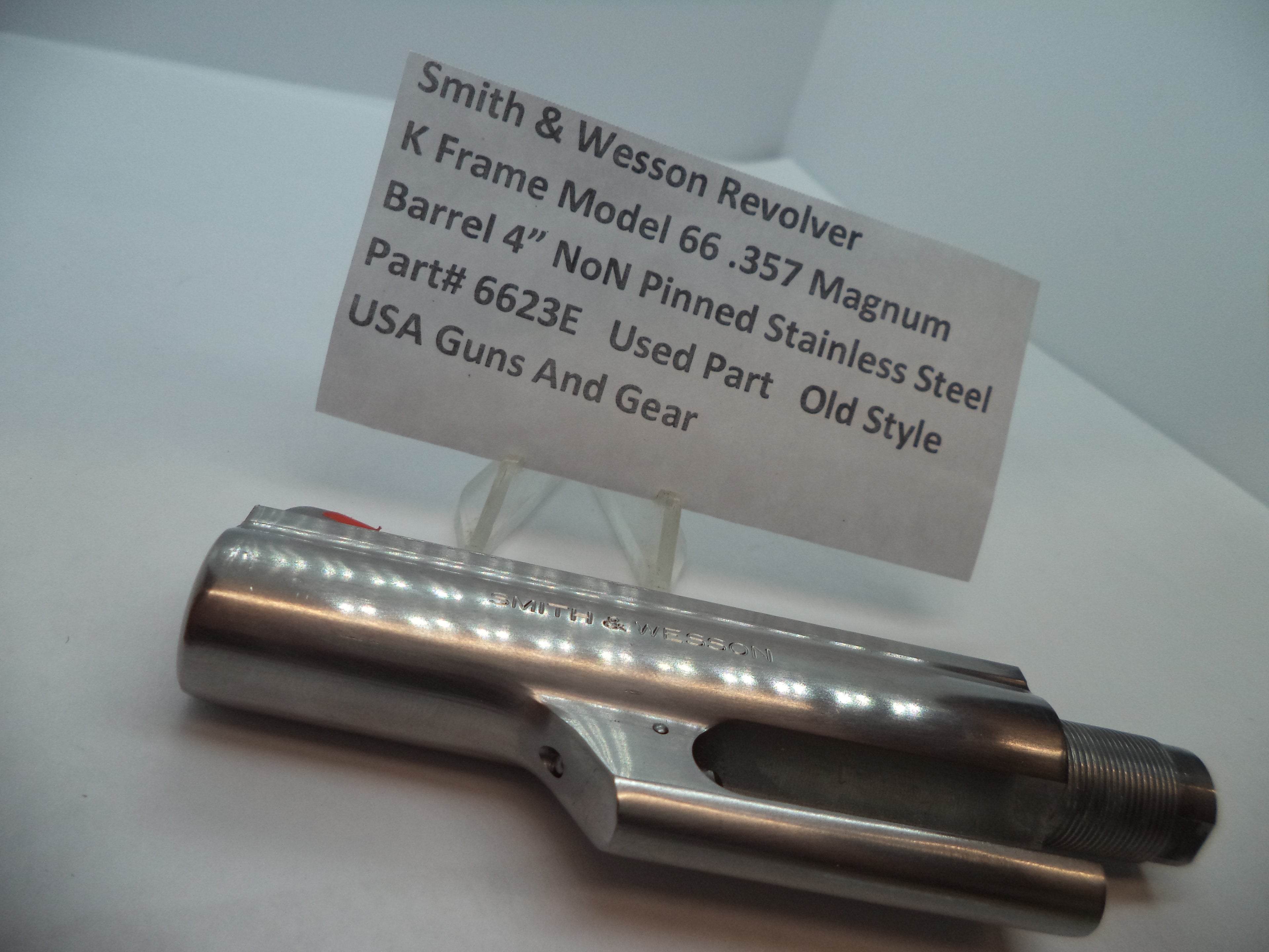 Smith & Wesson Model 66 4" Non-Pinned Barrel – .357 Magnum Stainless Used (Part# 6623E)