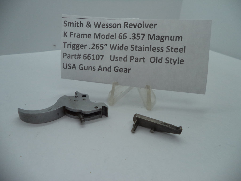 66107 S&W K Model 66 Trigger .265" Wide Stainless .357 Magnum Used