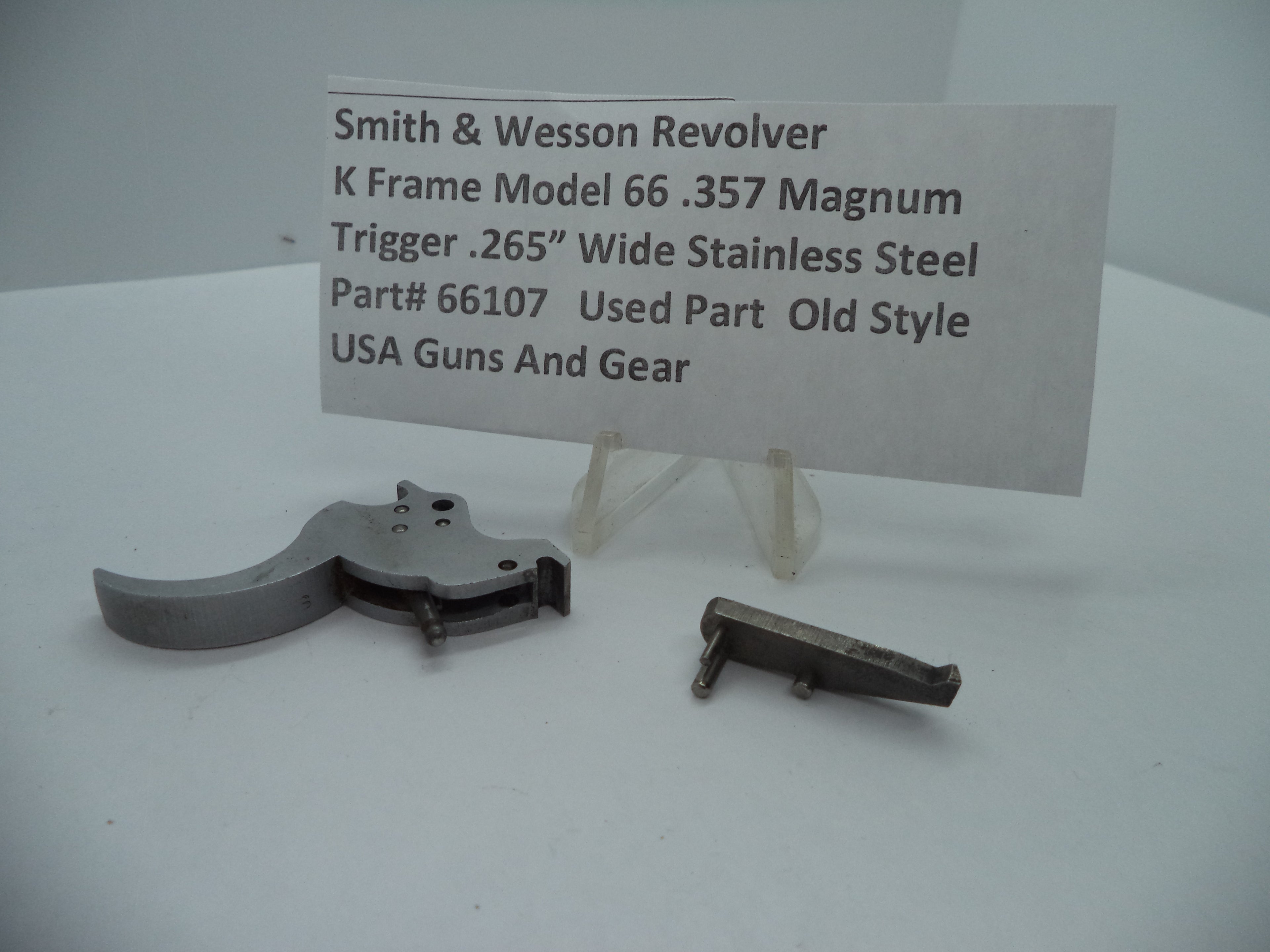 66107 S&W K Model 66 Trigger .265" Wide Stainless .357 Magnum Used