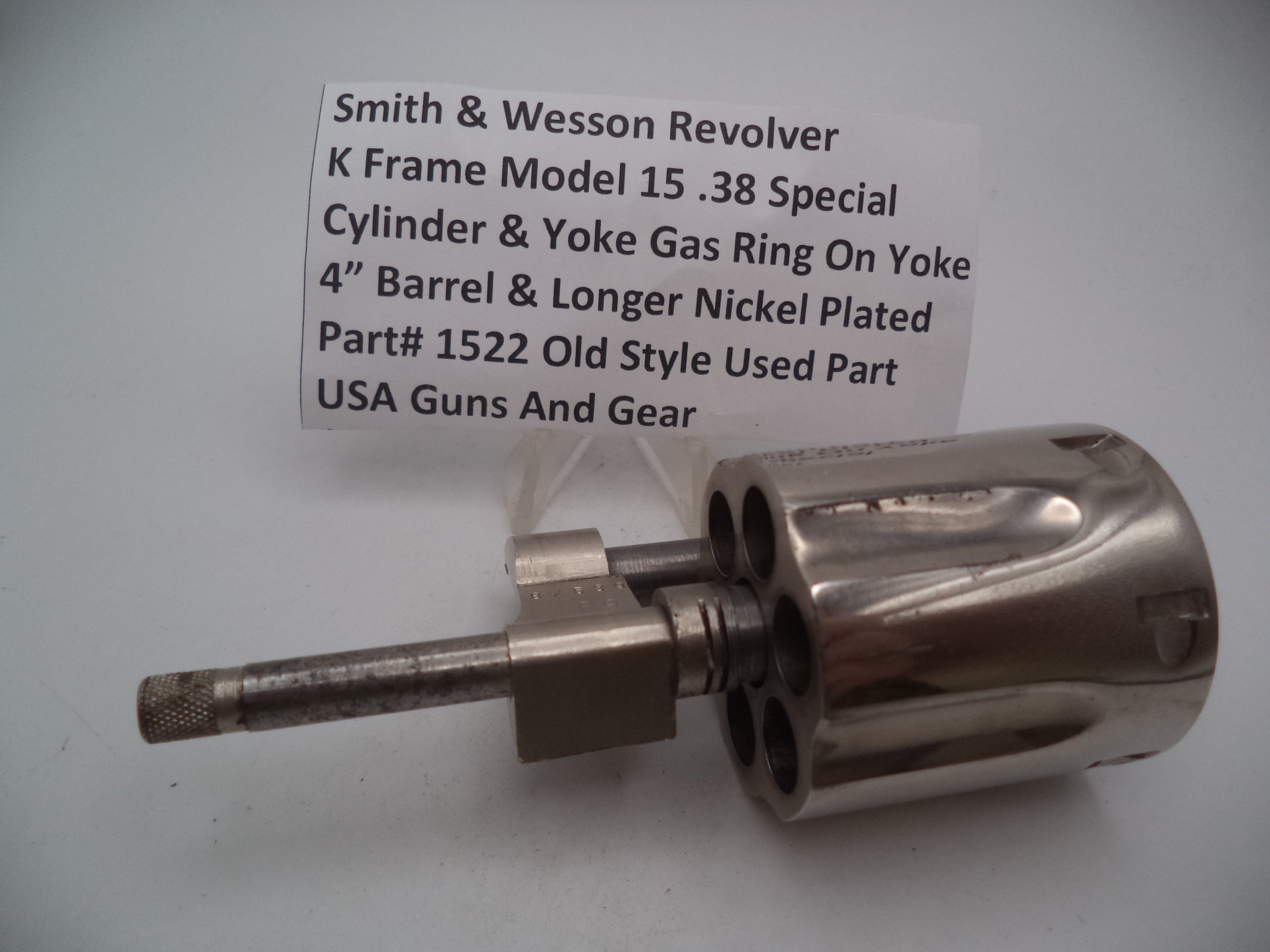 Smith & Wesson Revolver K Frame Model 15 Cylinder Assembly Yoke .38 Spl. Nickel Used 1522