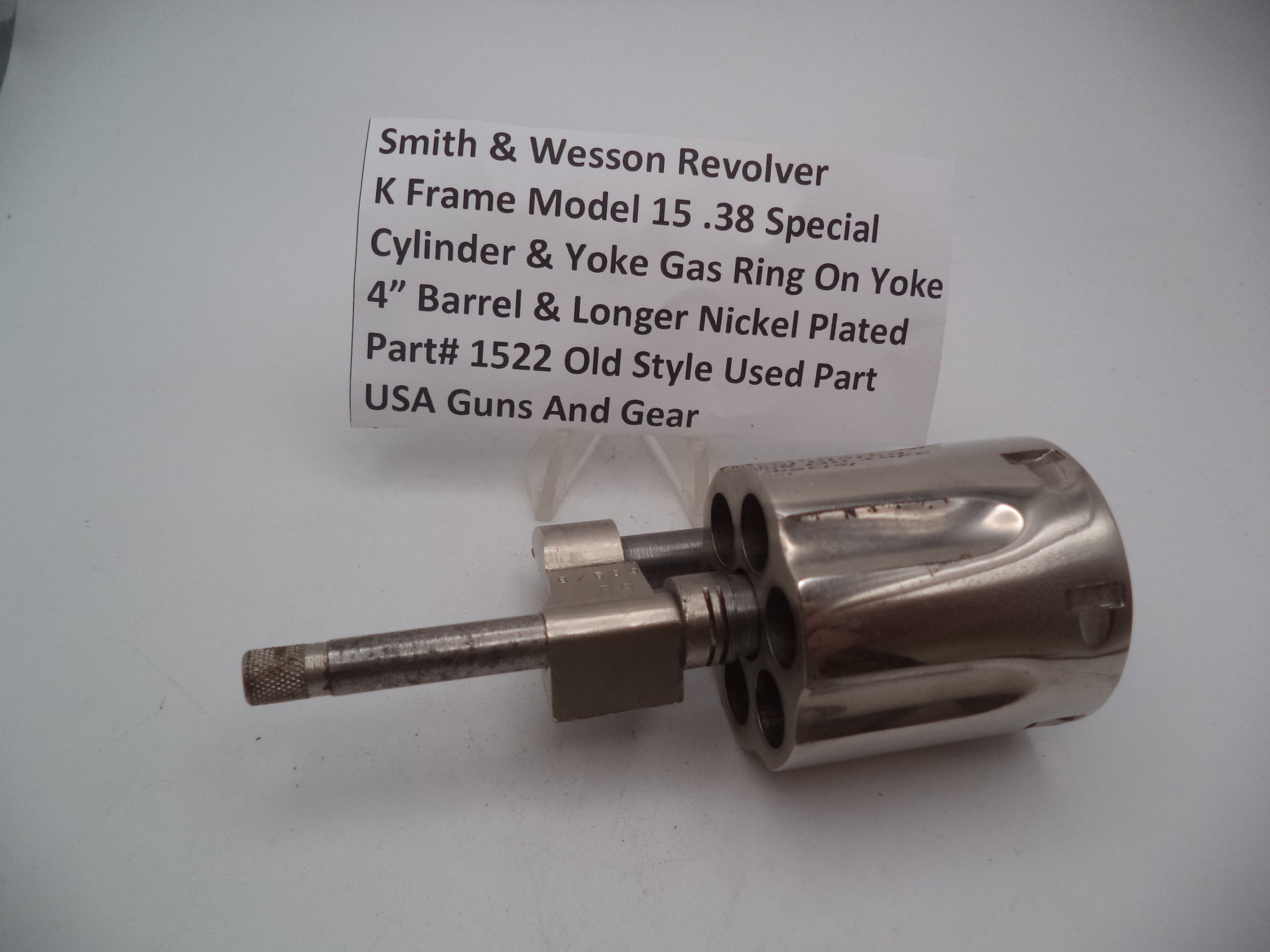 Smith & Wesson Revolver K Frame Model 15 Cylinder Assembly Yoke .38 Spl. Nickel Used 1522