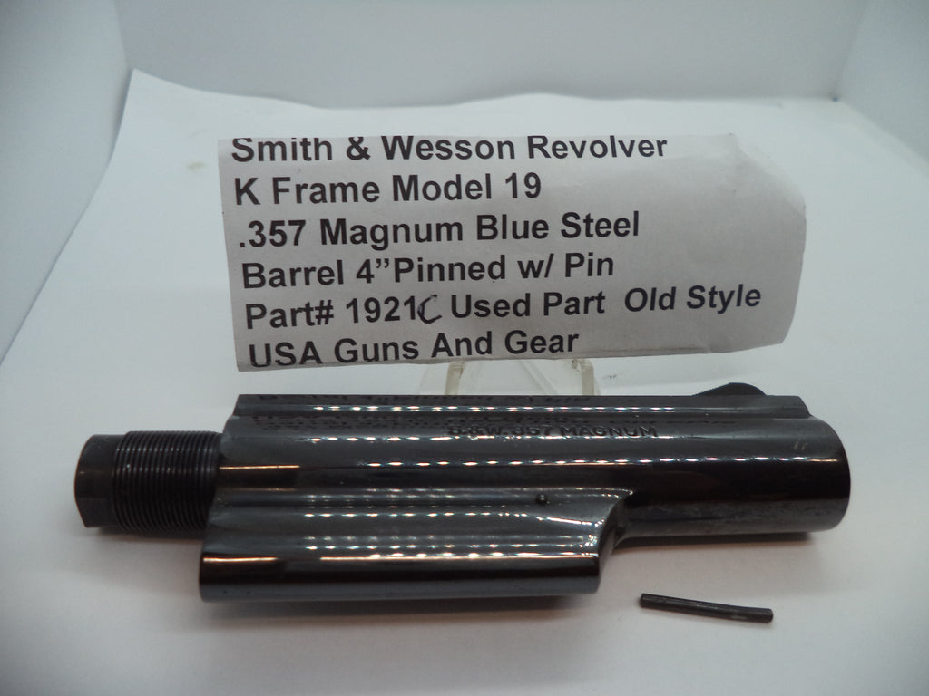 Smith & Wesson K Frame Model 19 .357 Magnum Barrel 4" Pinned Blue Steel - 1921C