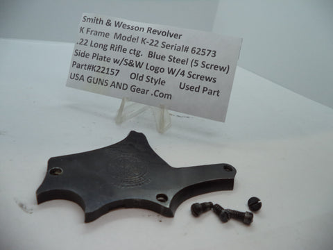 K22157 S&W K Model K-22 Side Plate w/Logo (4 Screws) .22 Long Rifle ctg.