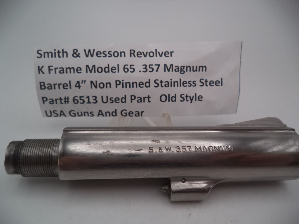 6513 S&W Used K Frame Model 65 Non Pinned 4" Barrel .357 Magnum