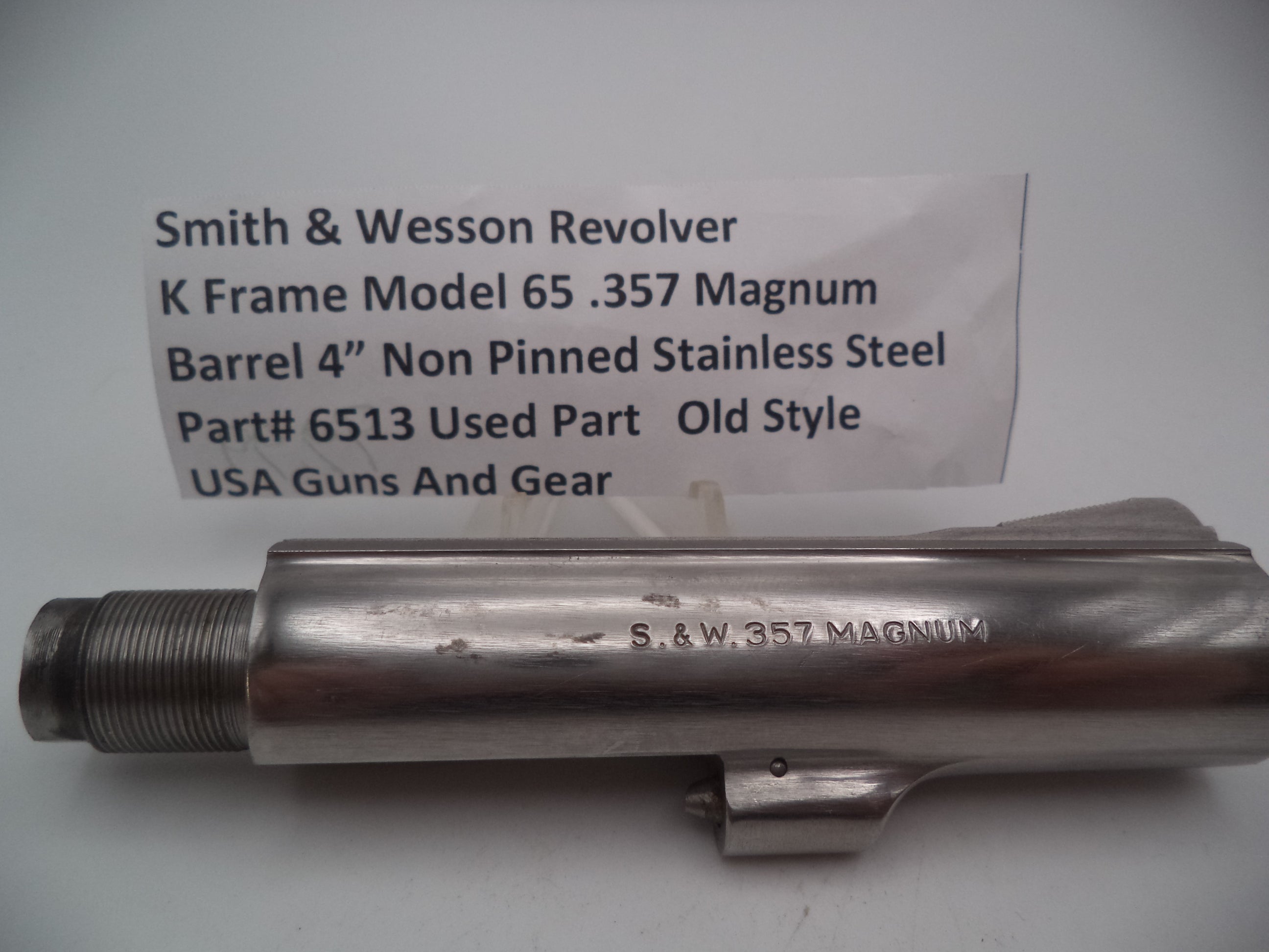6513 S&W Used K Frame Model 65 Non Pinned 4" Barrel .357 Magnum