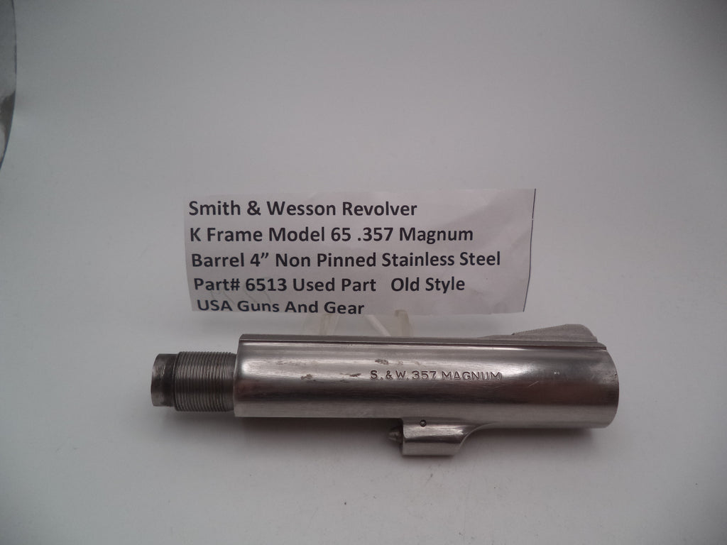 6513 S&W Used K Frame Model 65 Non Pinned 4" Barrel .357 Magnum