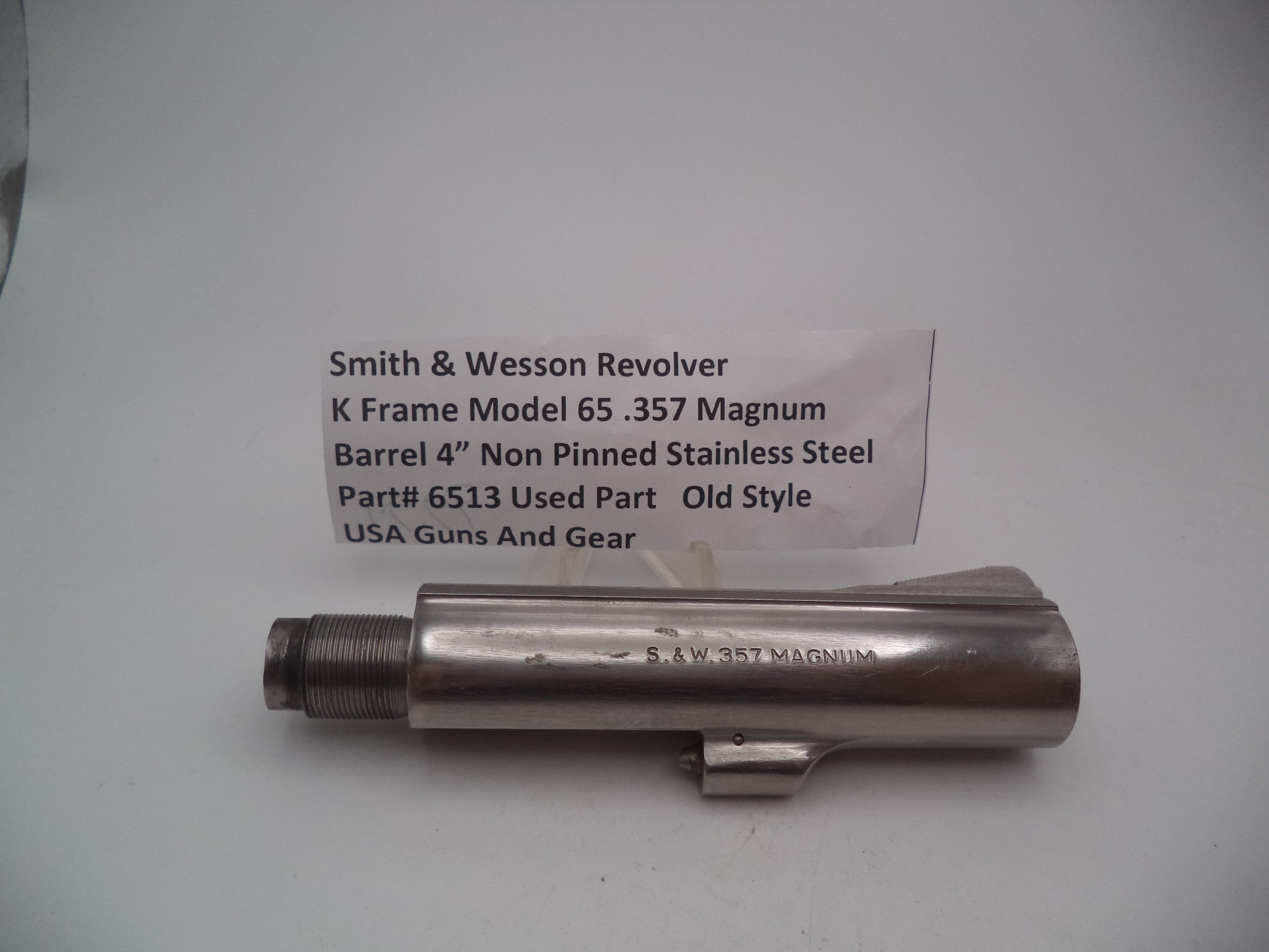 6513 S&W Used K Frame Model 65 Non Pinned 4" Barrel .357 Magnum
