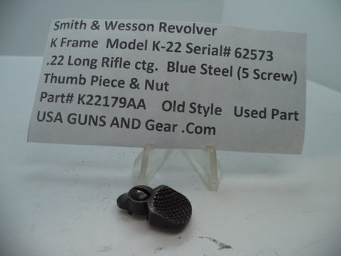 K22179AA S&W K Model K-22 Thumb Piece & Nut .22 Long Rifle ctg.