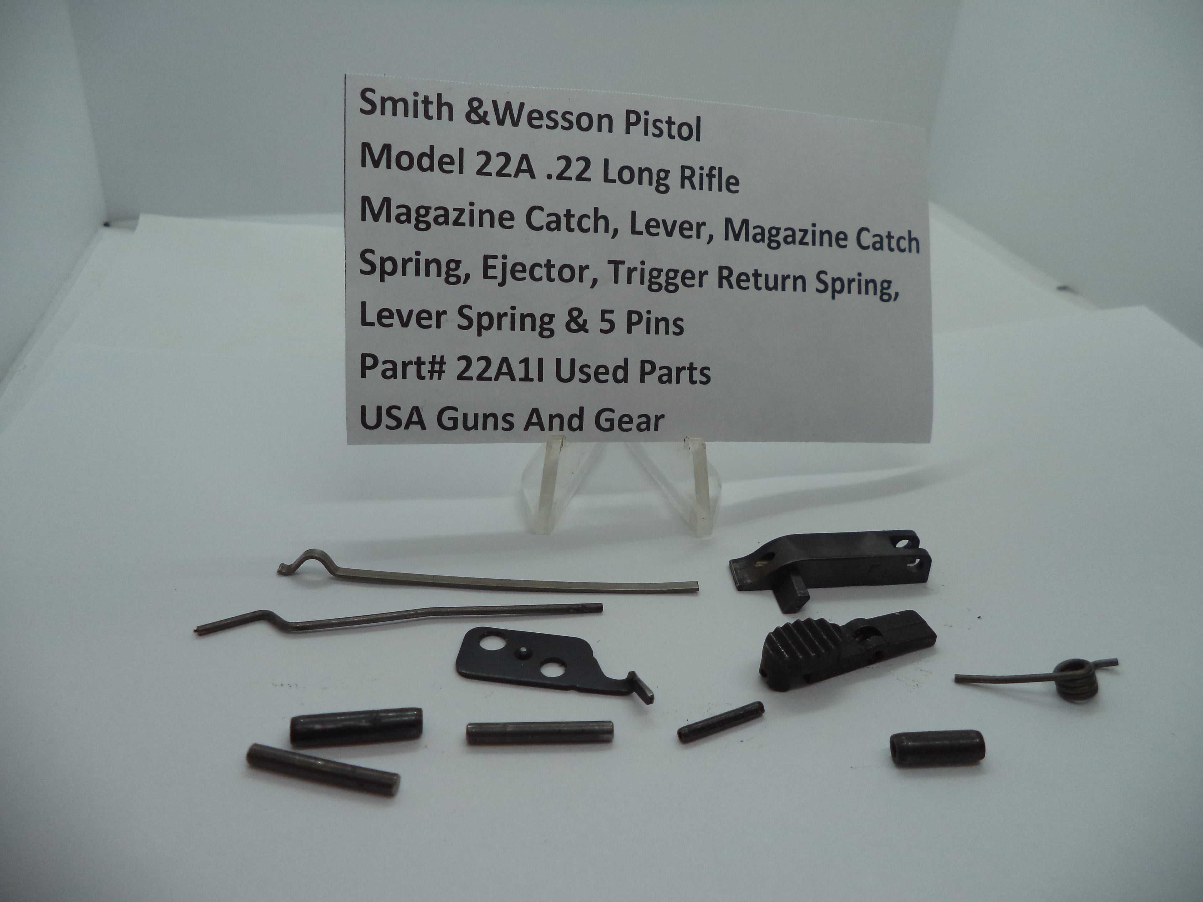 22A1I S&W Pistol Model 22A .22 LR Magazine Catch, Lever, Magazine Catch Spring, Ejector, Trigger Return Spring..