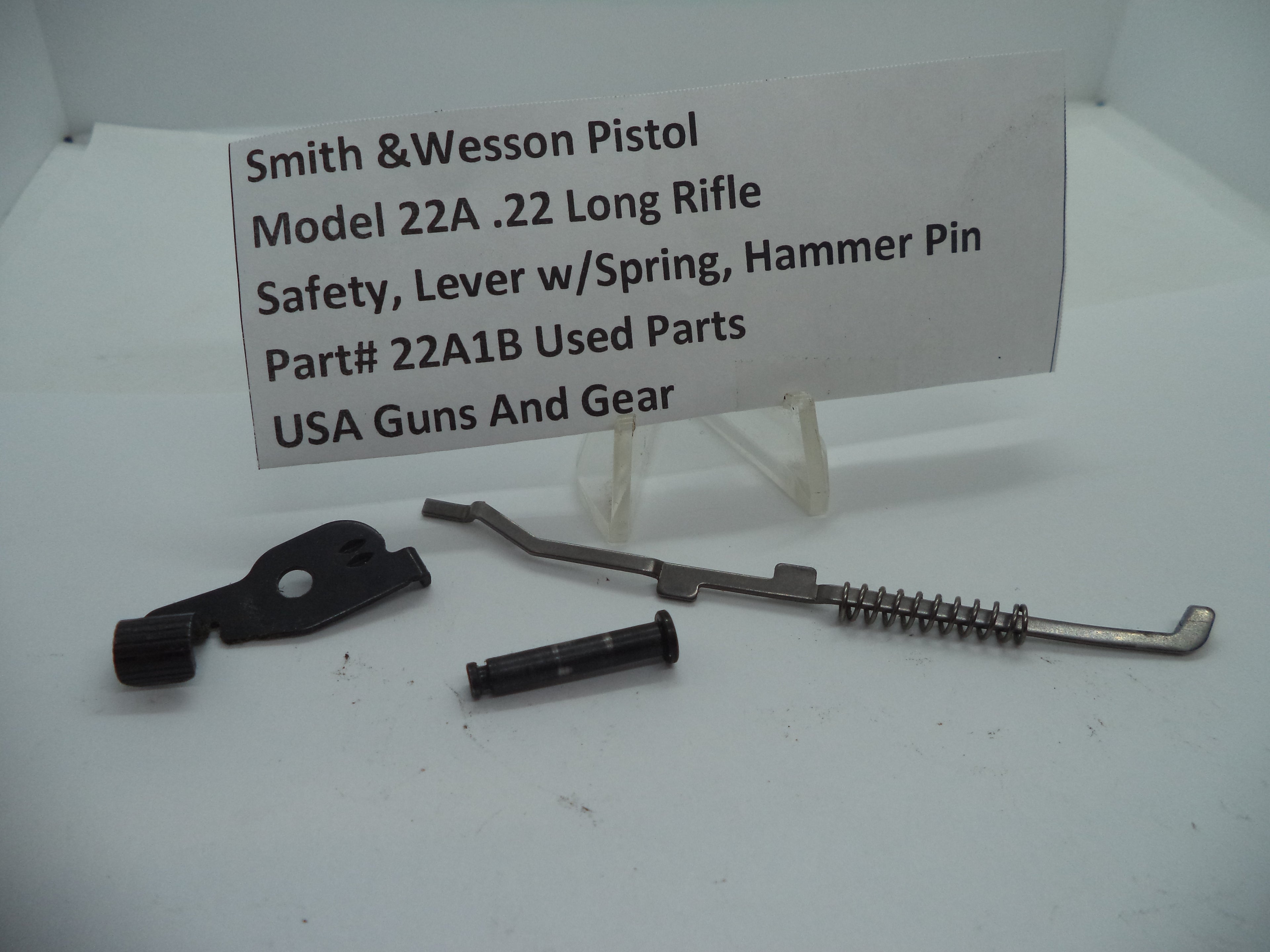 22A1B S&W Pistol Model 22A .22 LR Safety, Lever w/Spring, Hammer Pin  Used Part