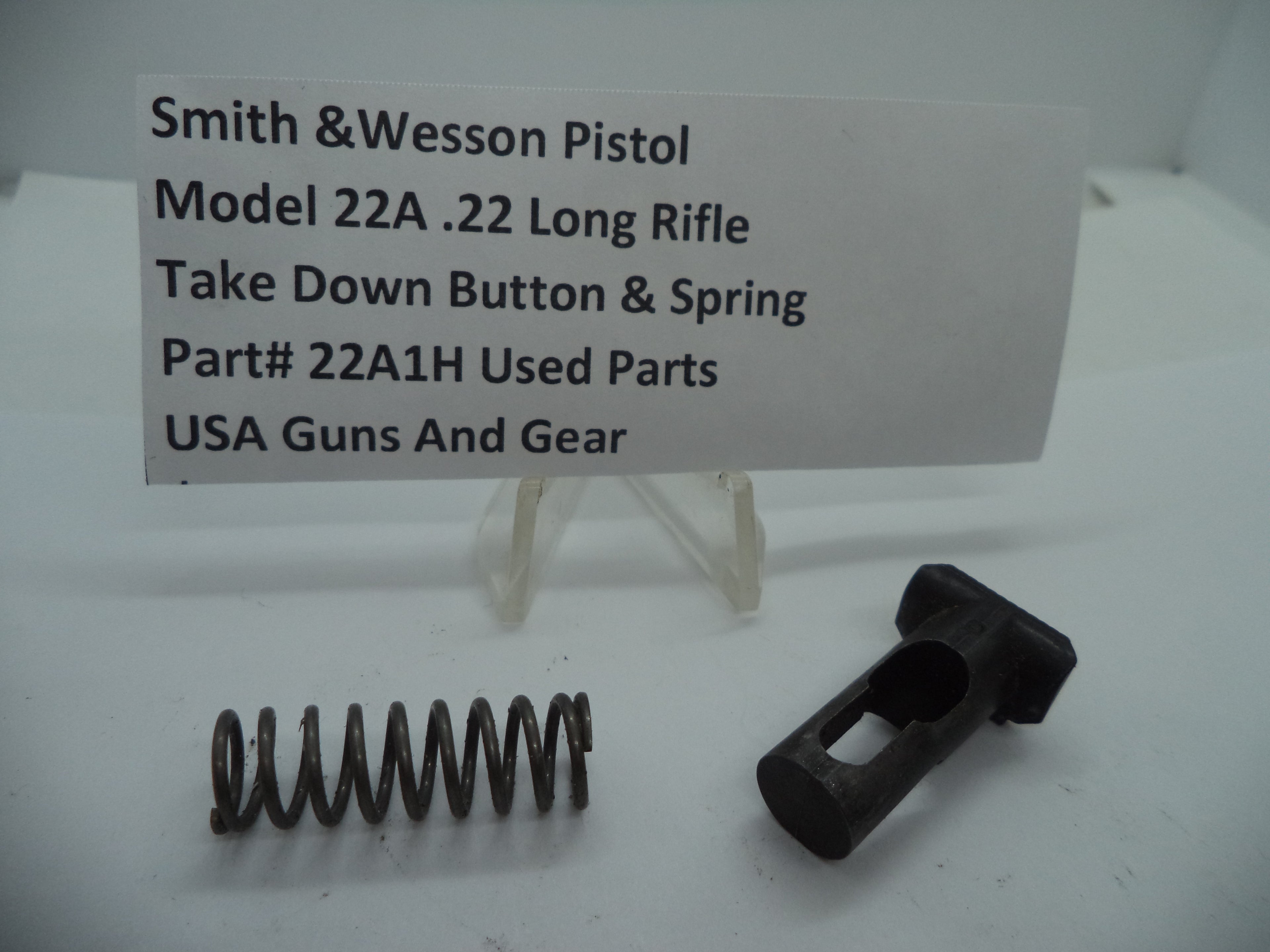 22A1H S&W Pistol Model 22A .22 Long Rifle Take Down Button & Spring Used Part
