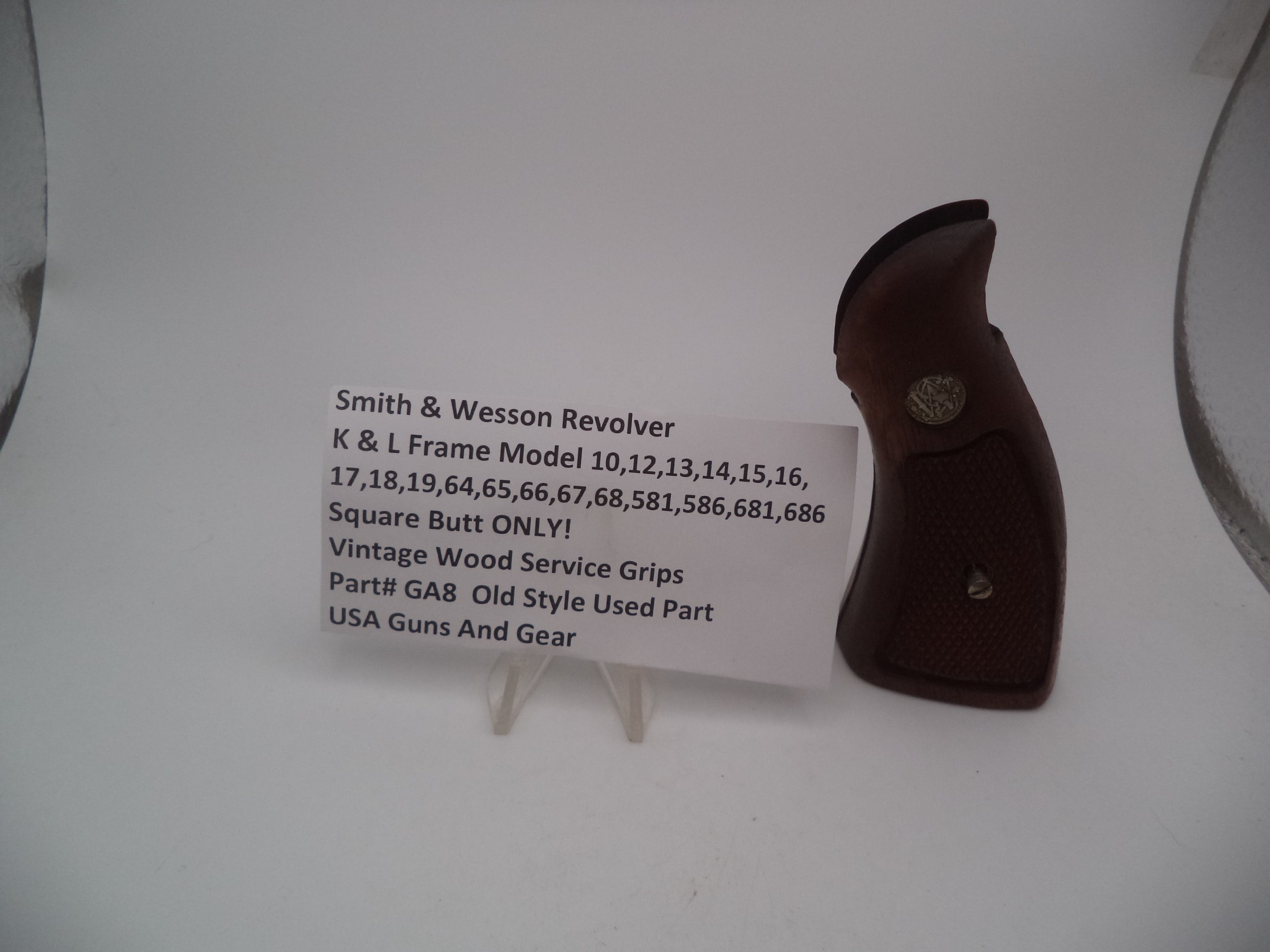 Smith & Wesson K & L Frame Vintage Wood Service Grips - Square Butt Only - Used OEM Part GA8