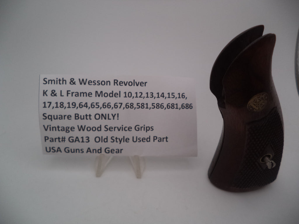 Smith & Wesson K & L Frame Vintage Wood Service Grips - Square Butt Only - Used OEM Part GA13