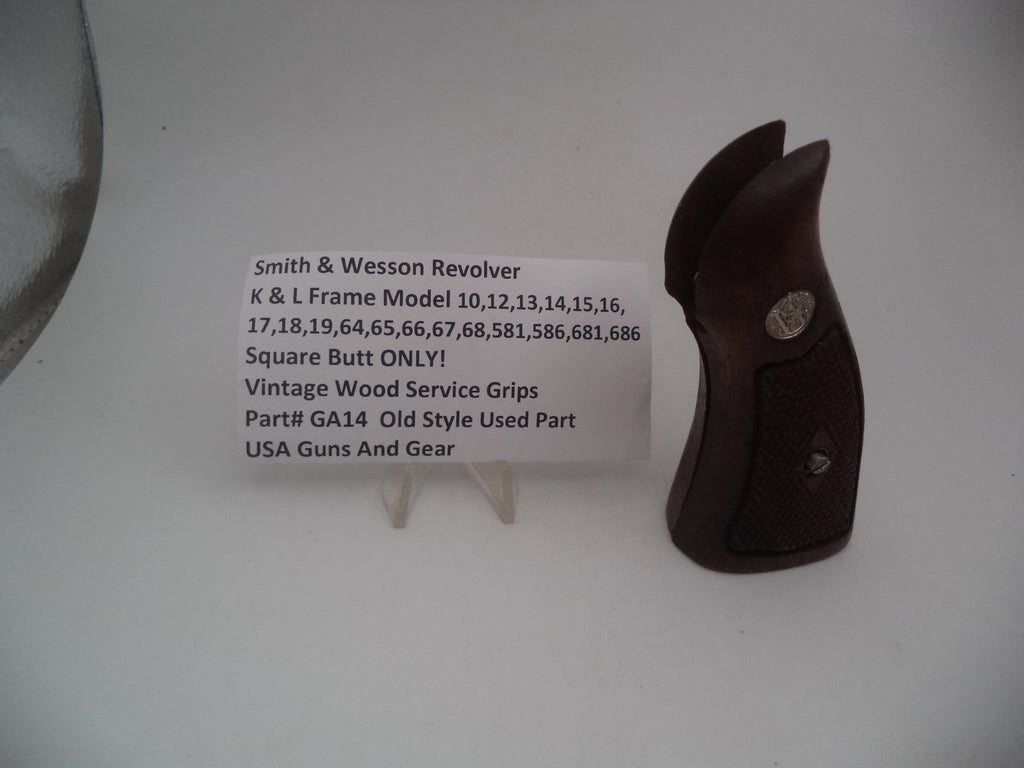 Smith & Wesson K & L Frame Vintage Wood Service Grips - Square Butt Only - Used OEM Part GA14